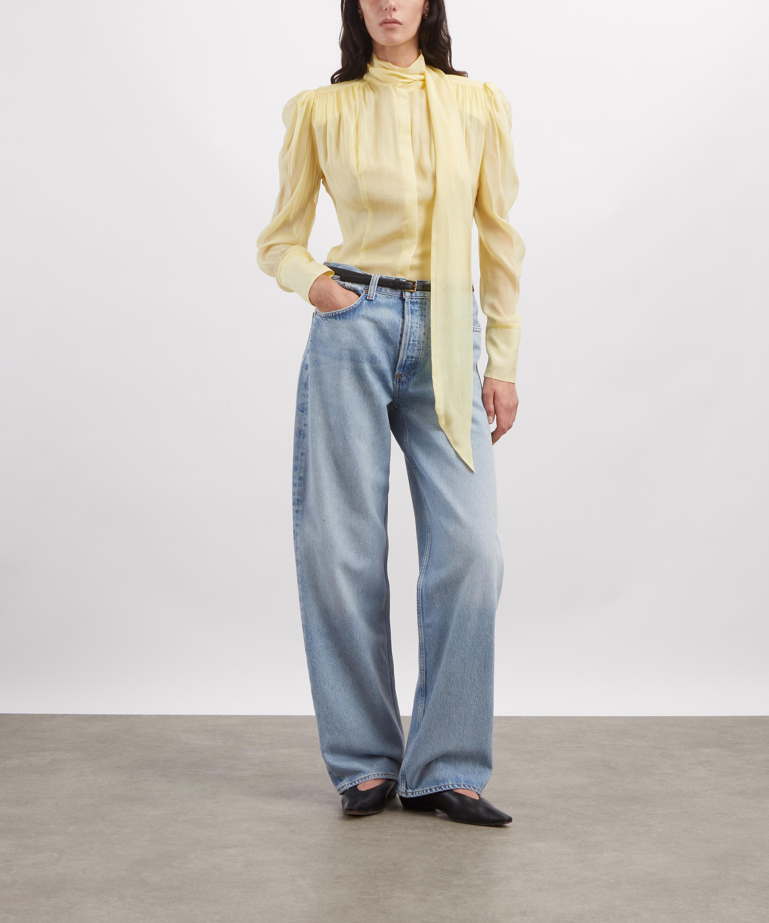 THE IRISH TWIN - Robi Naples Yellow Silk Chiffon Blouse image number 1