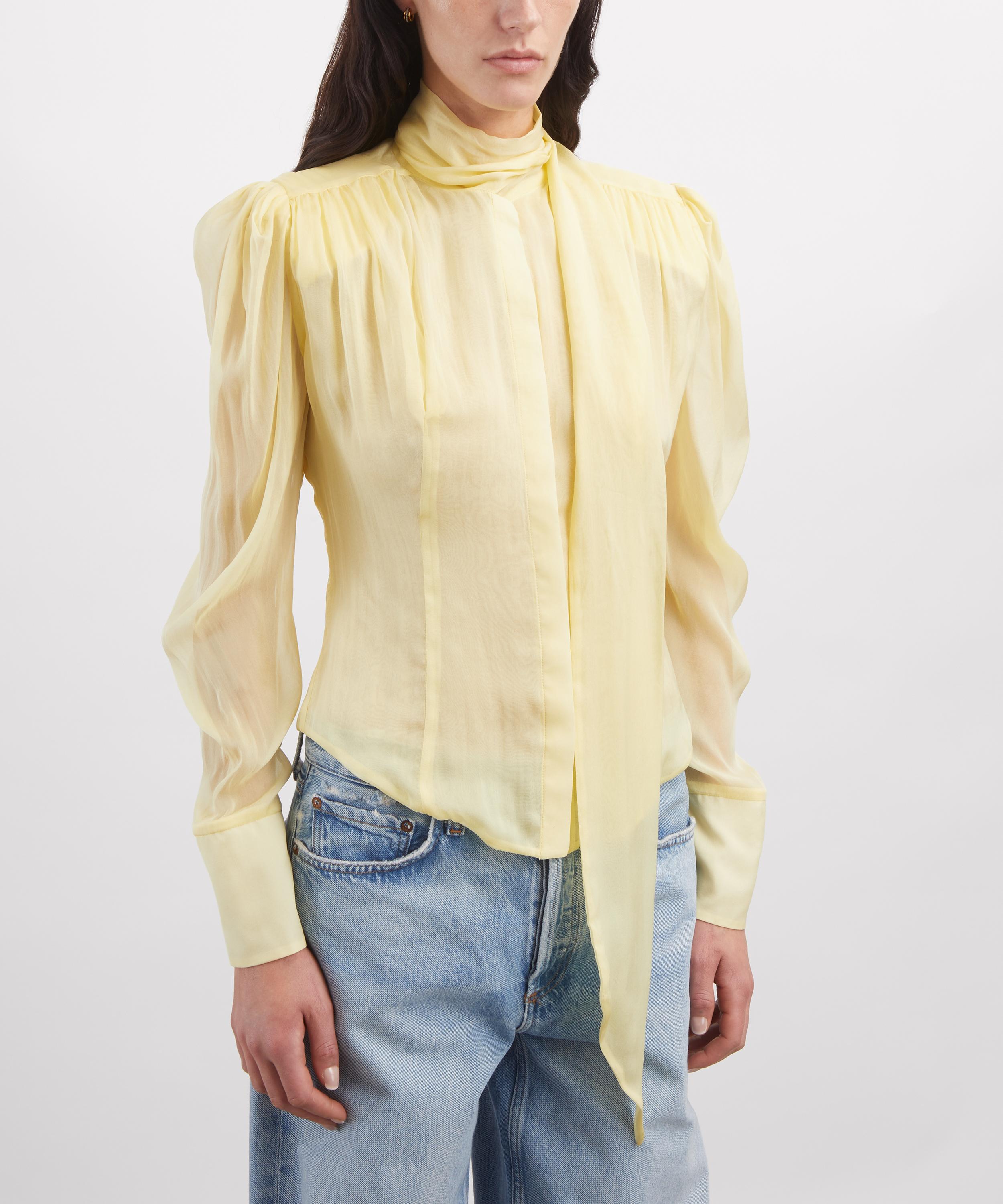 THE IRISH TWIN - Robi Naples Yellow Silk Chiffon Blouse image number 2