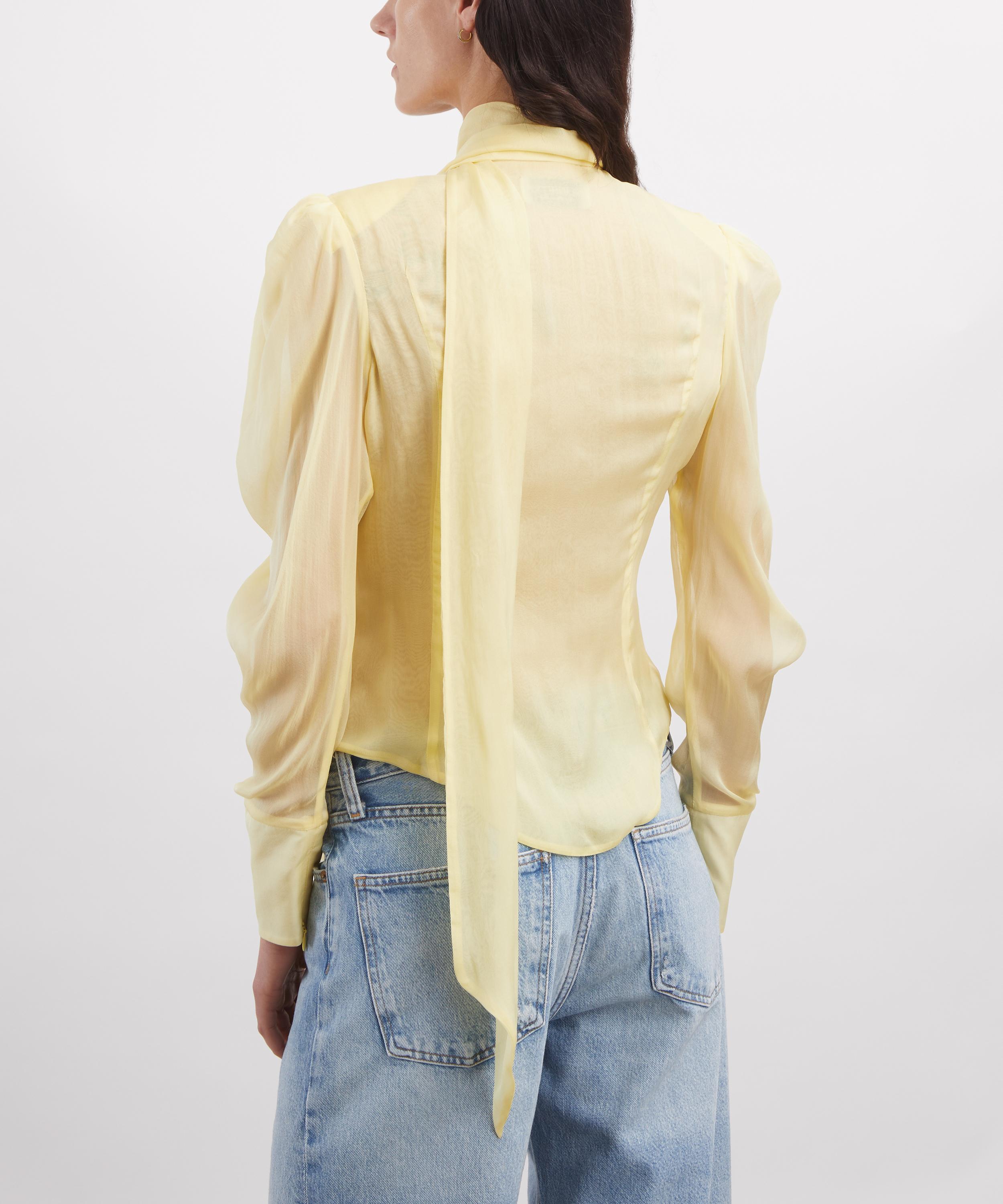 THE IRISH TWIN - Robi Naples Yellow Silk Chiffon Blouse image number 3