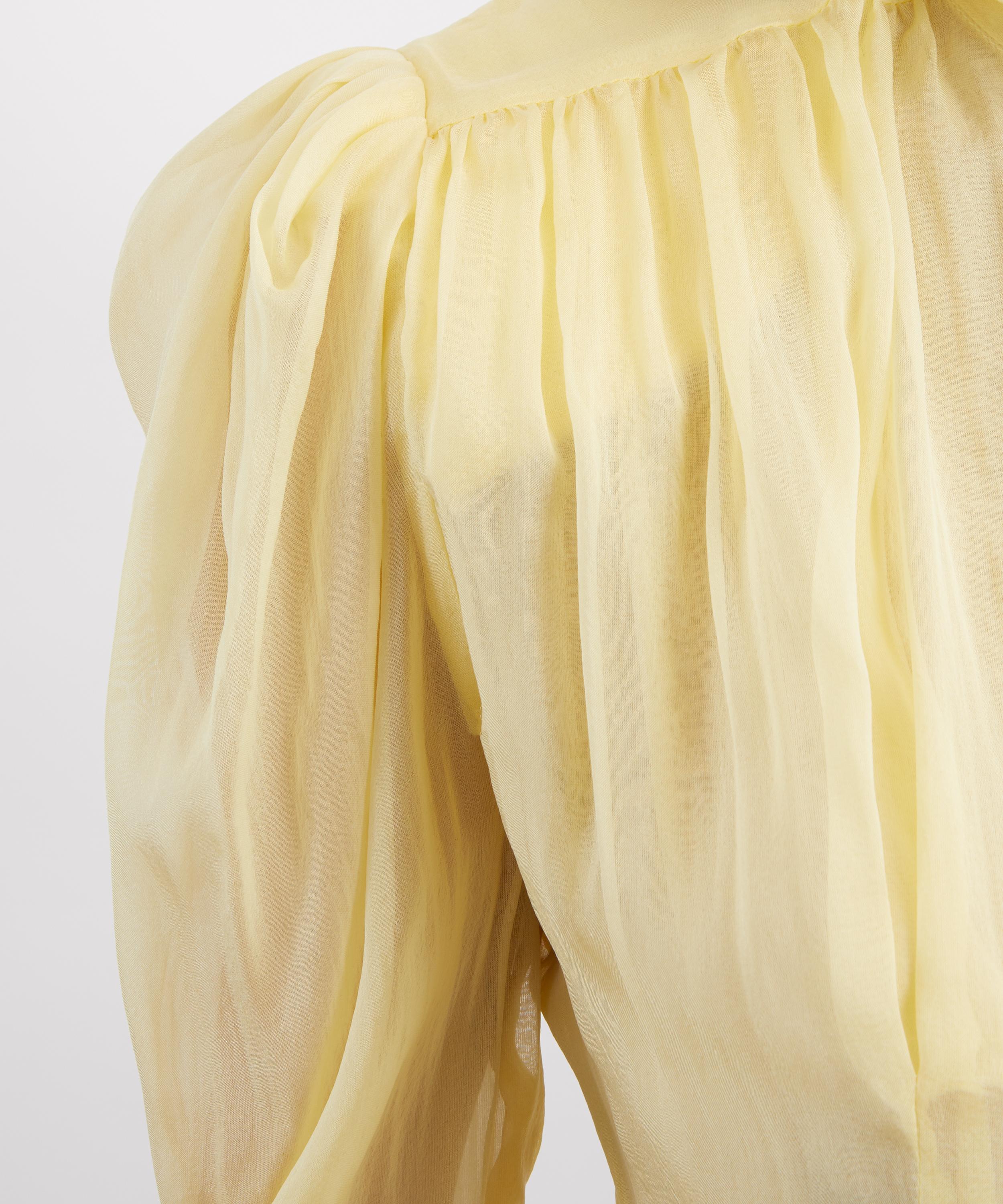 THE IRISH TWIN - Robi Naples Yellow Silk Chiffon Blouse image number 4