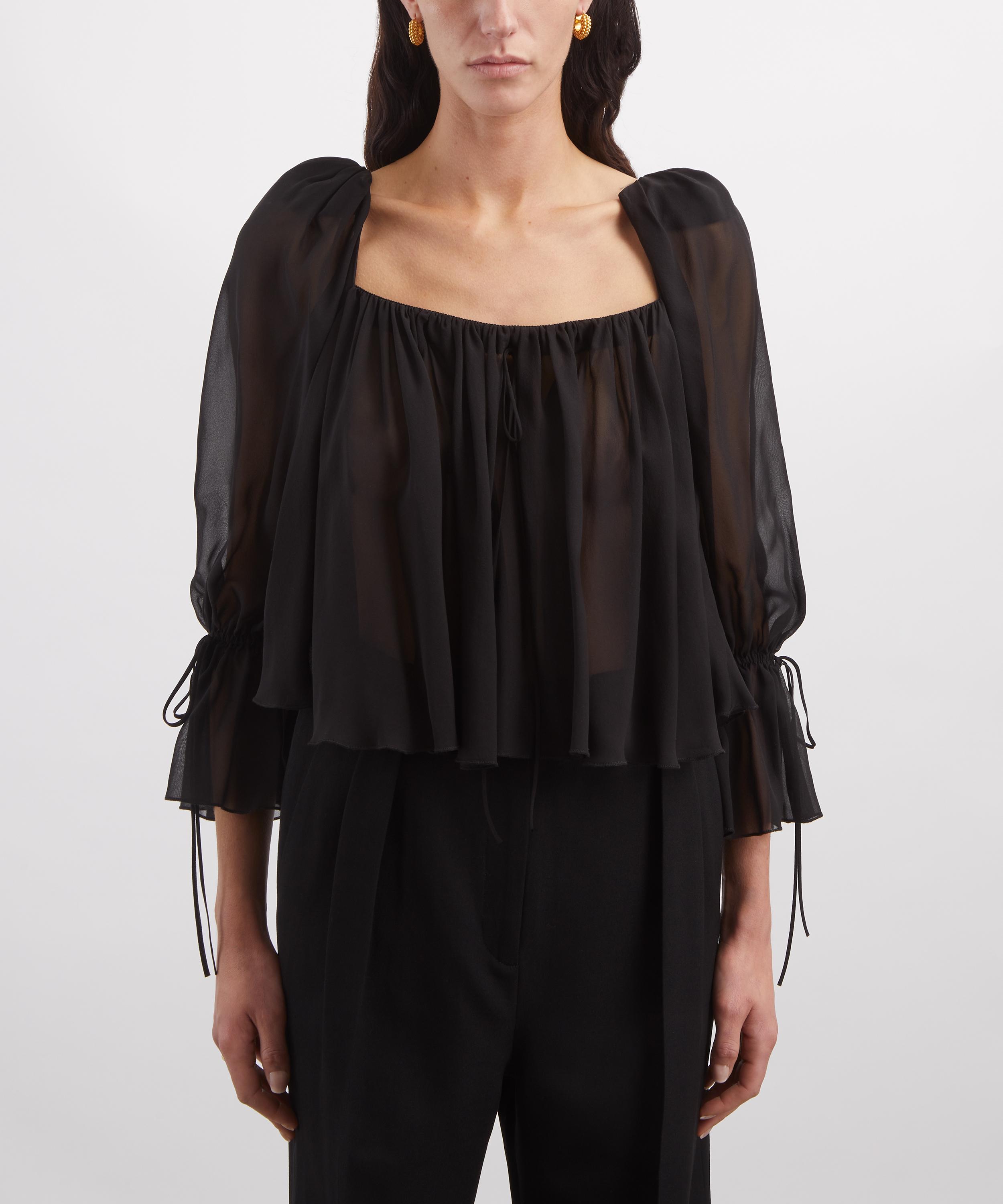 THE IRISH TWIN - Salli Black Smoke Silk Top image number 2