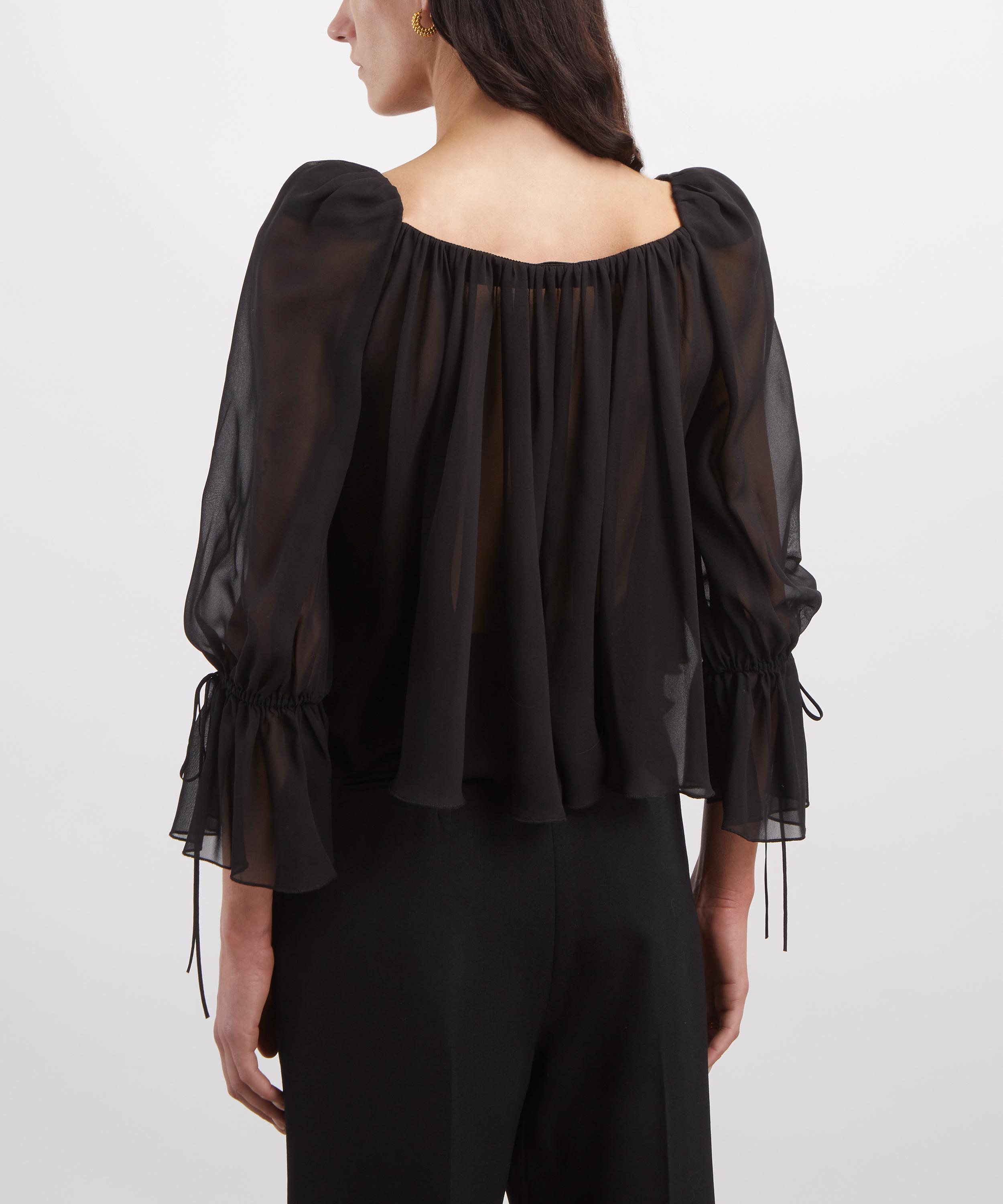 THE IRISH TWIN - Salli Black Smoke Silk Top image number 3