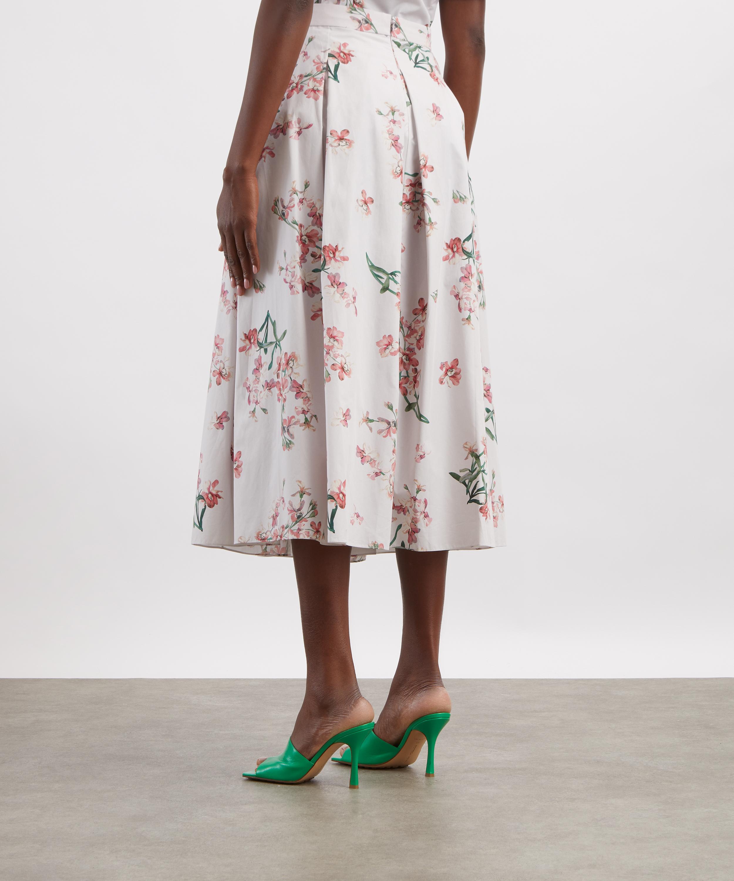 Erdem - Floral Cotton Pleated Midi Skirt image number 3