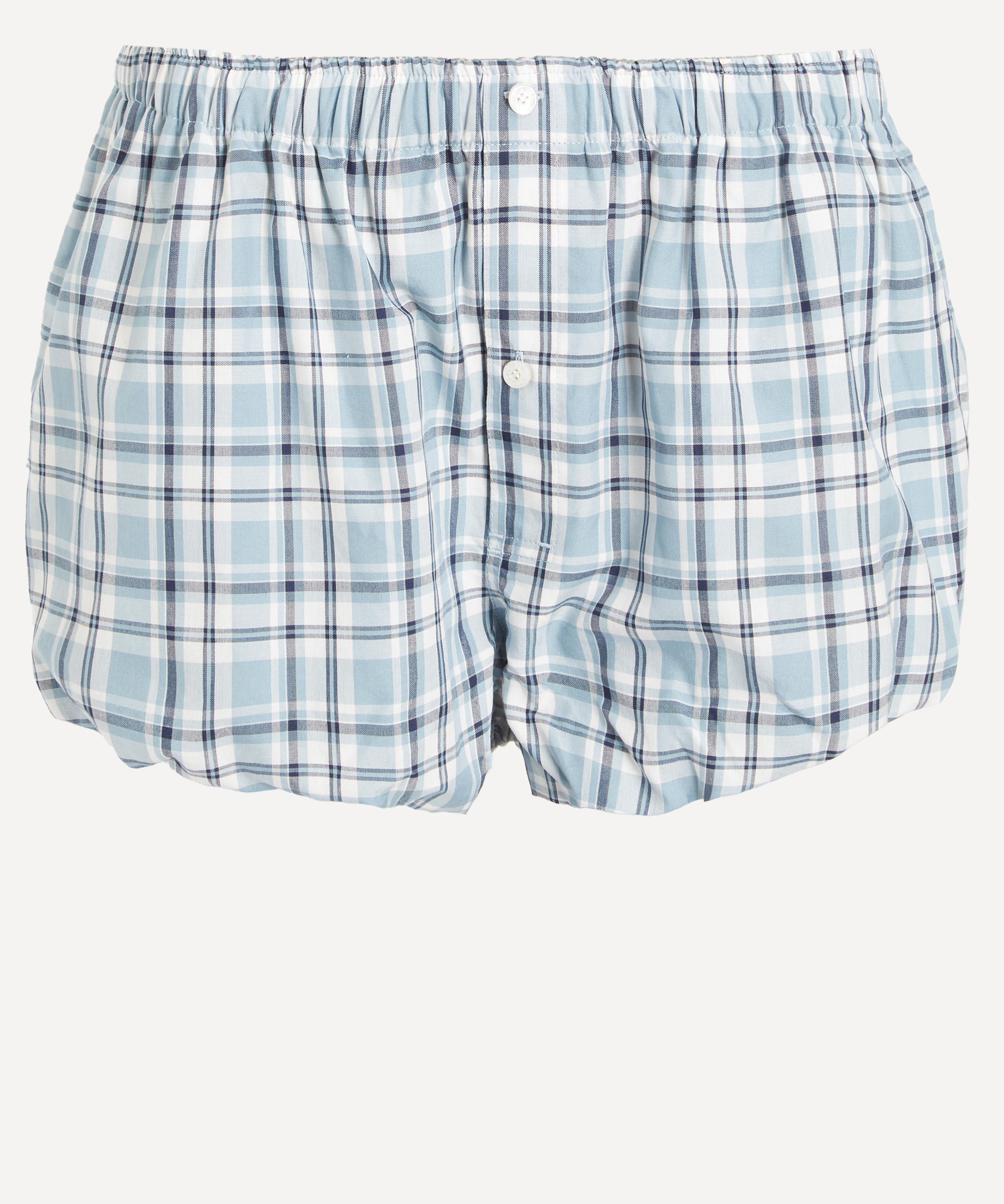 Acne Studios - Blue-White Gathered Check Shorts