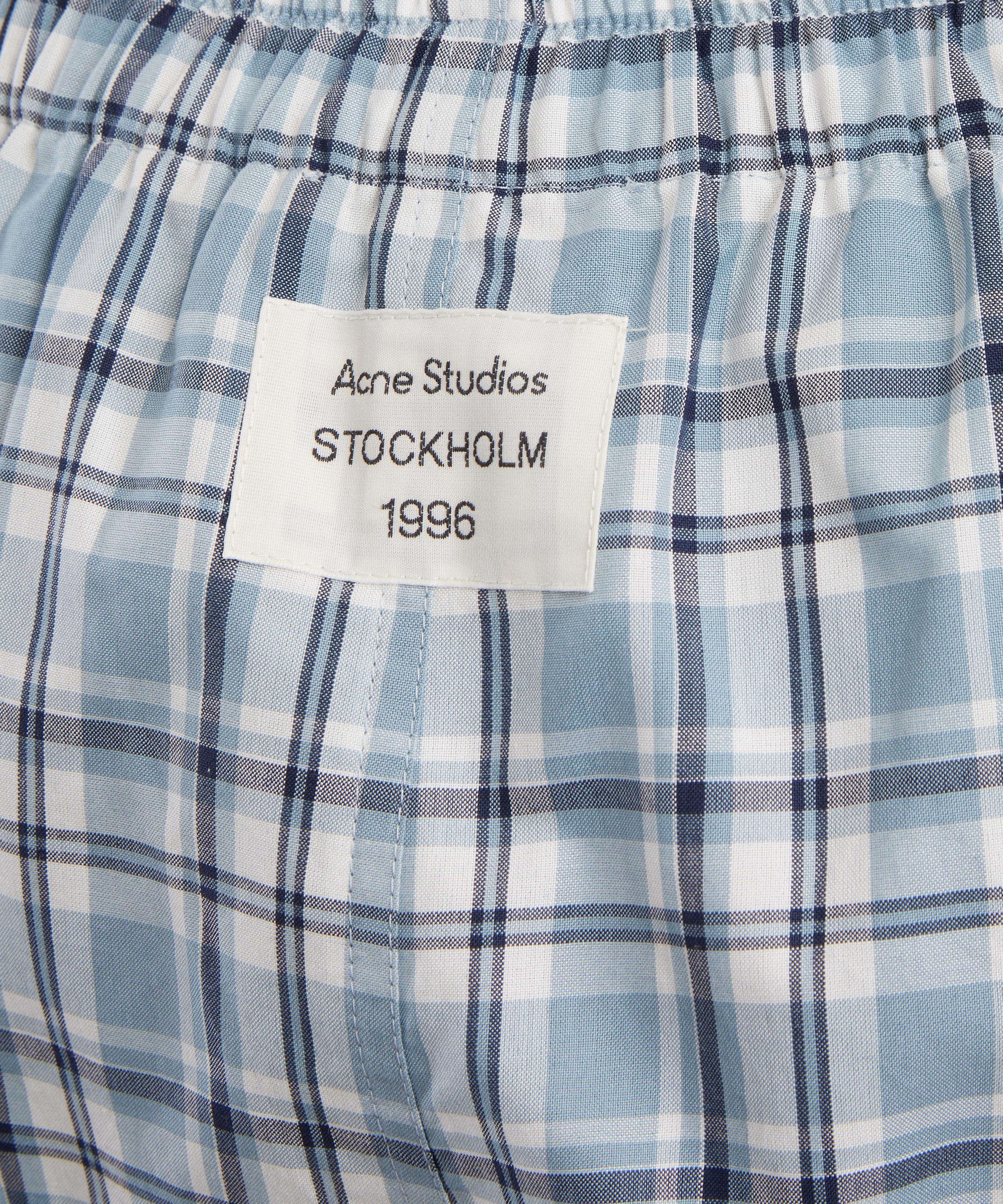 Acne Studios - Blue-White Gathered Check Shorts image number 4