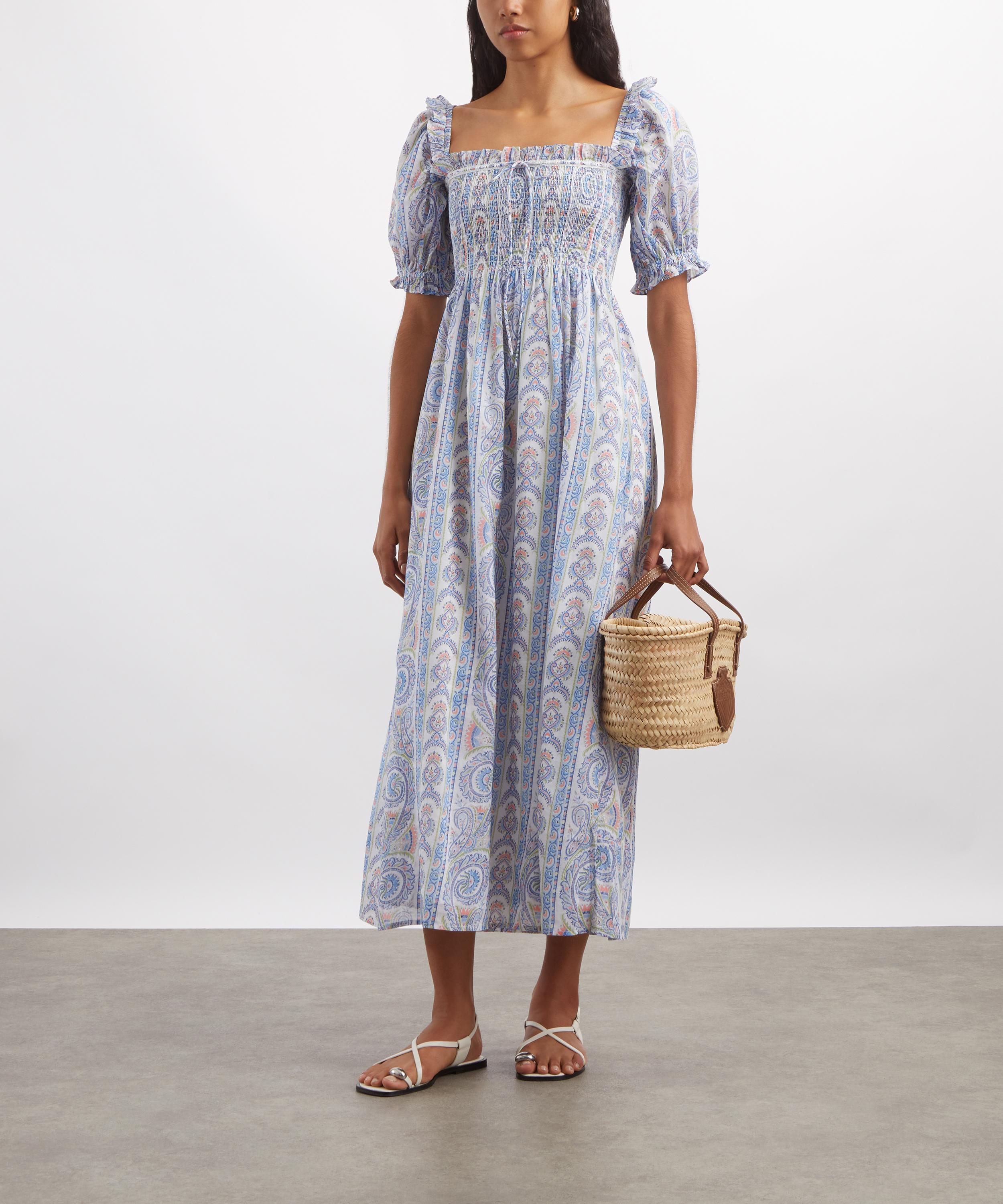 Hill House Home - Scarlett Midi Nap Dress in Blue Corsica Paisley image number 1