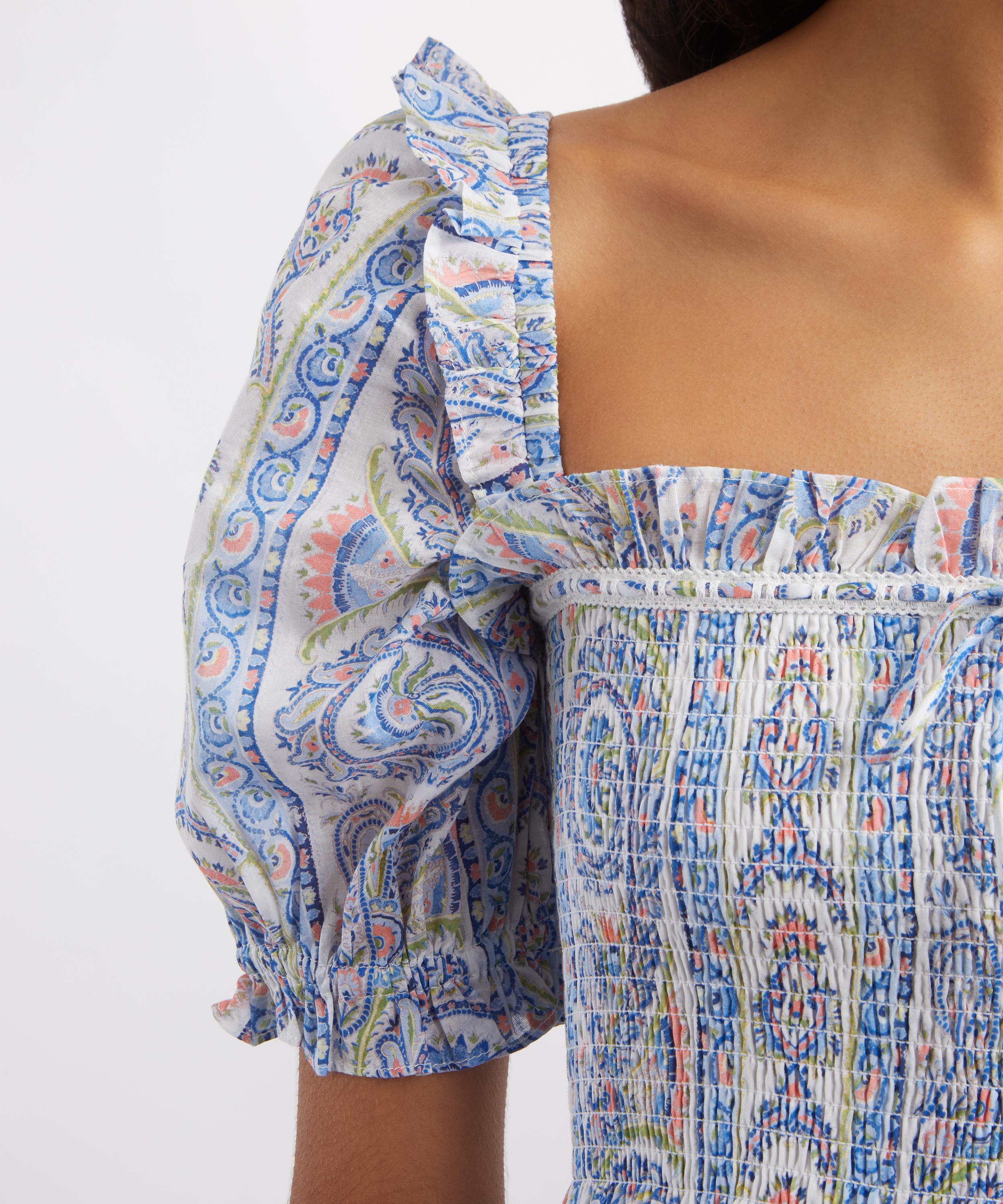 Hill House Home - Scarlett Midi Nap Dress in Blue Corsica Paisley image number 4