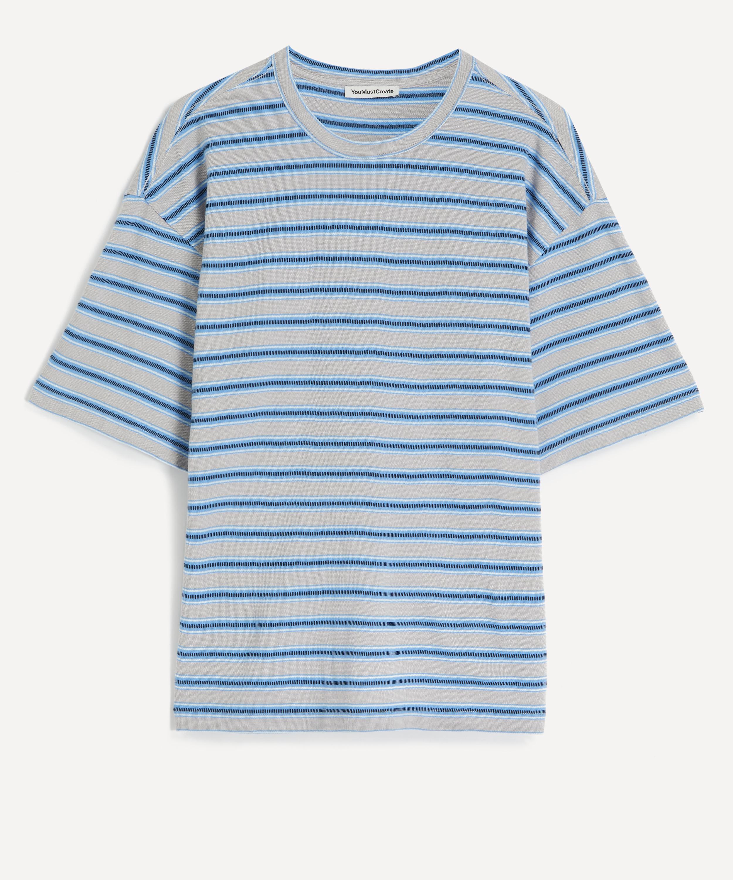 YMC - Triple Stripe Blue-Grey T-Shirt