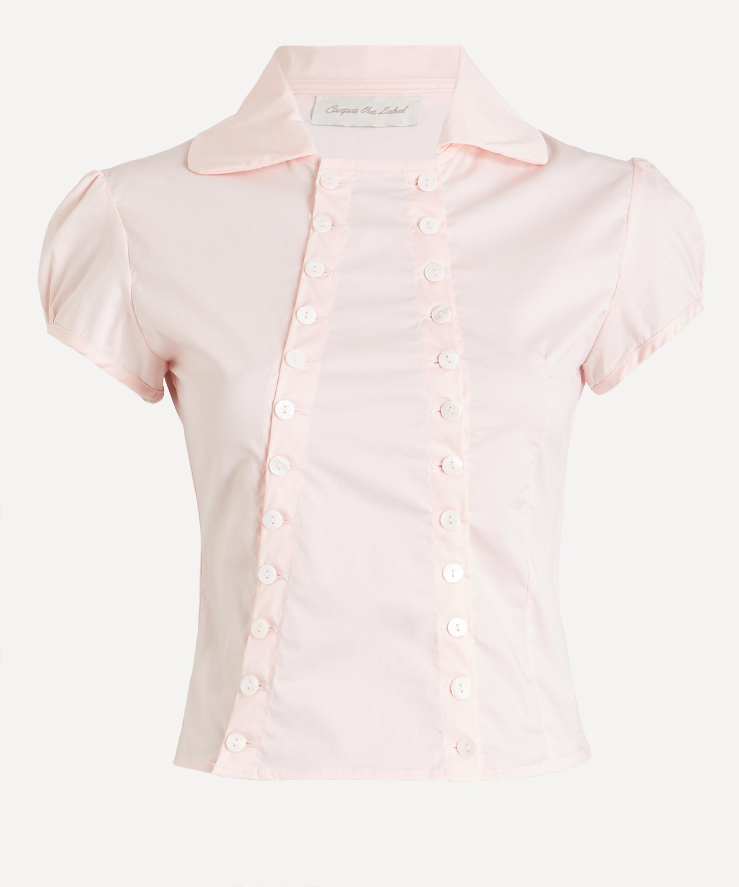 Caspar the Label - Baby Pink Poet Puff-Sleeve Shirt