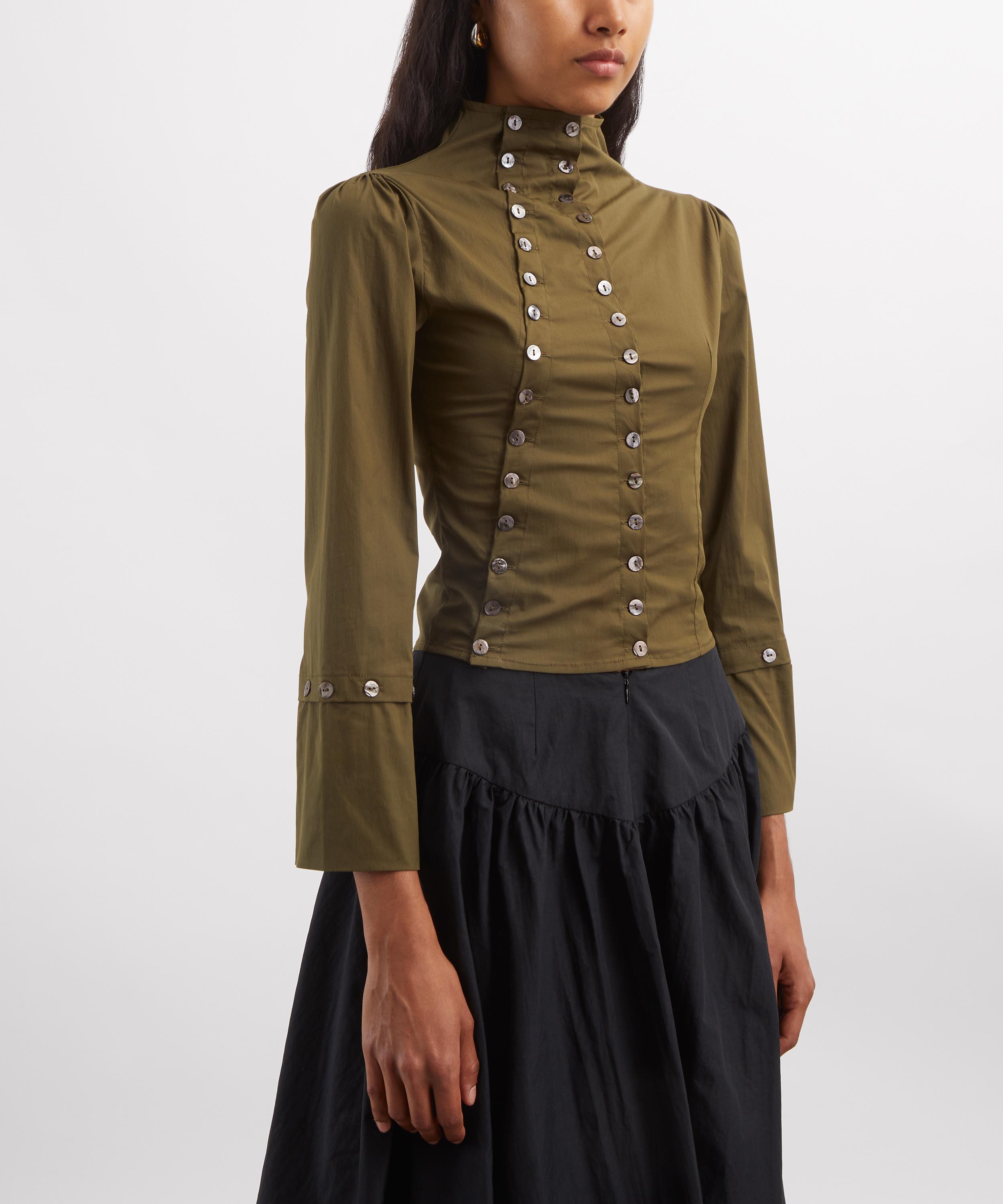 Caspar the Label - Military Green Poet Long-Sleeve Shirt image number 1