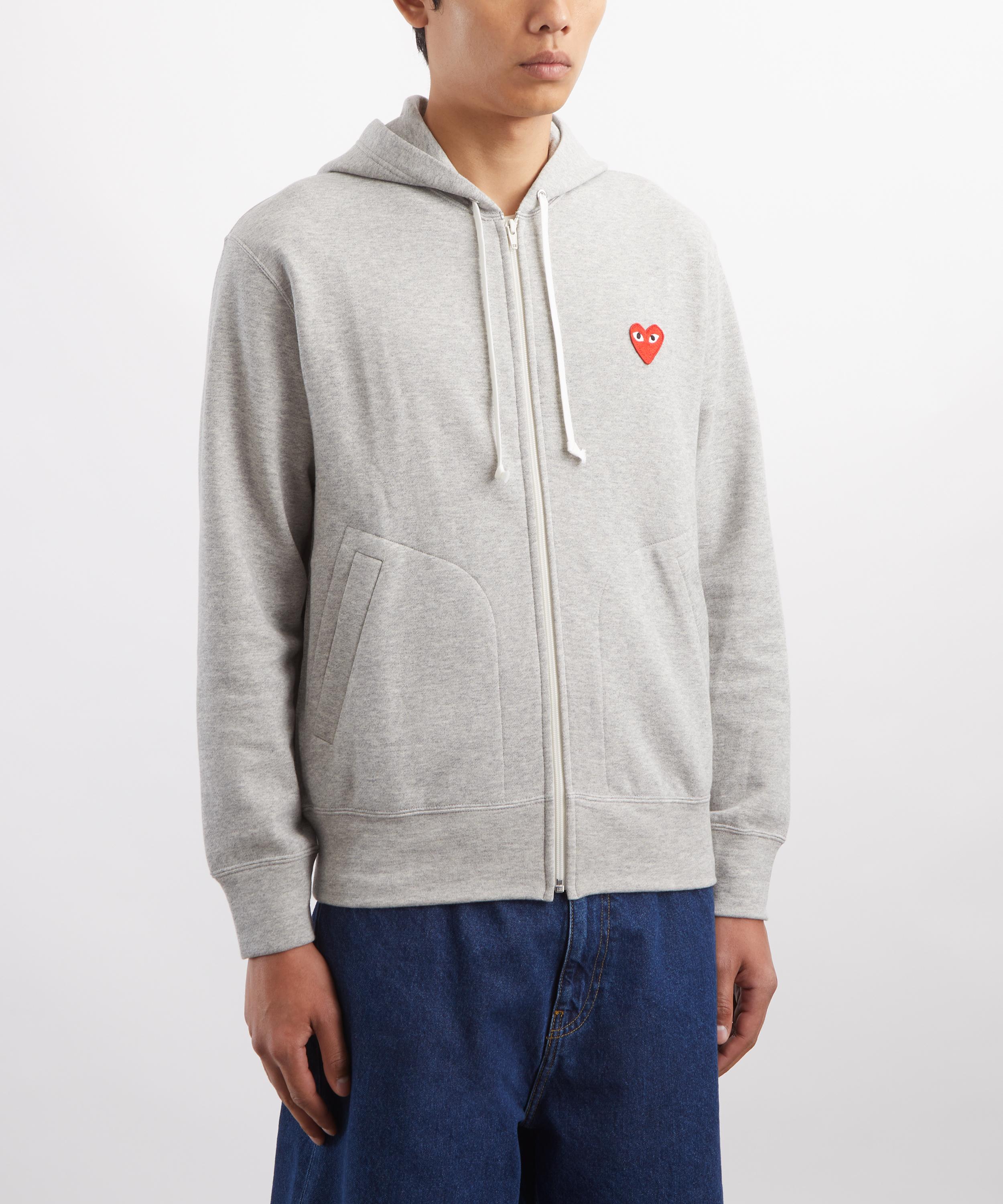 Comme des Gar&ccedil;ons Play - Grey Red Emblem Zip Hoodie image number 2