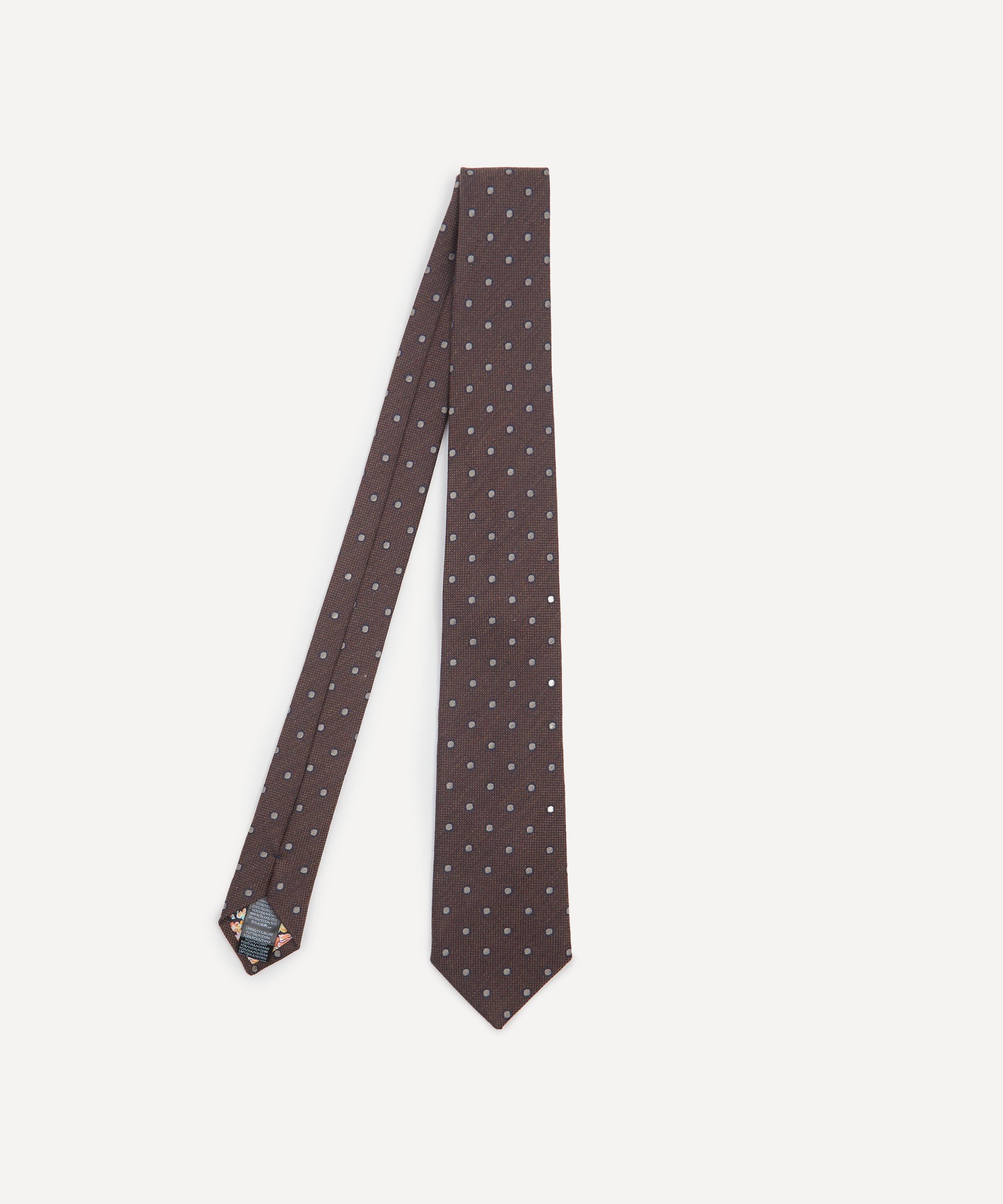 Paul Smith - Brown Polka Dot Silk and Wool-Blend Tie image number 0