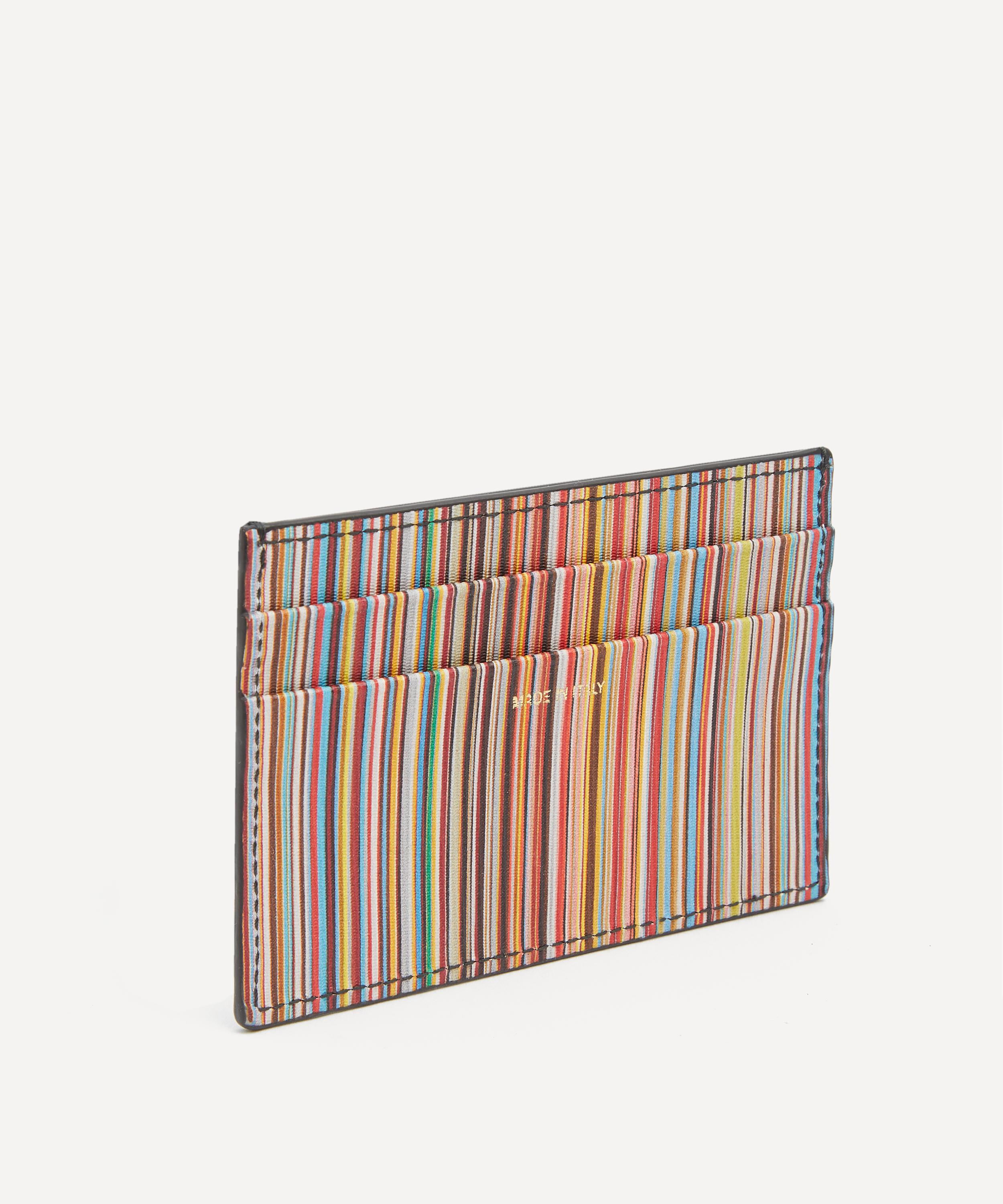 Paul Smith - Black Leather Signature Stripe Card Holder image number 1