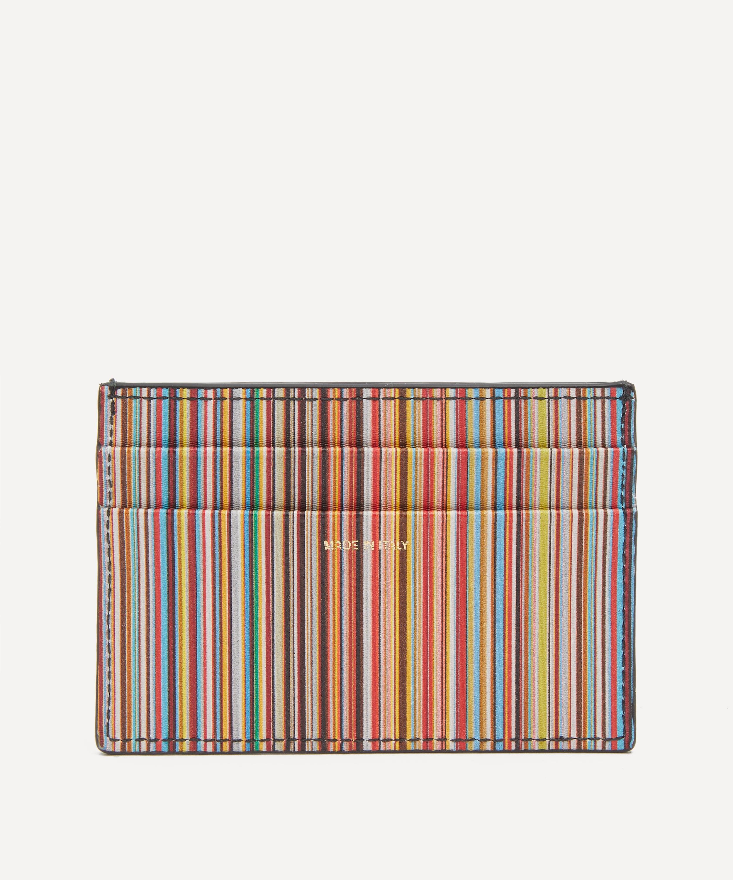 Paul Smith - Black Leather Signature Stripe Card Holder image number 2