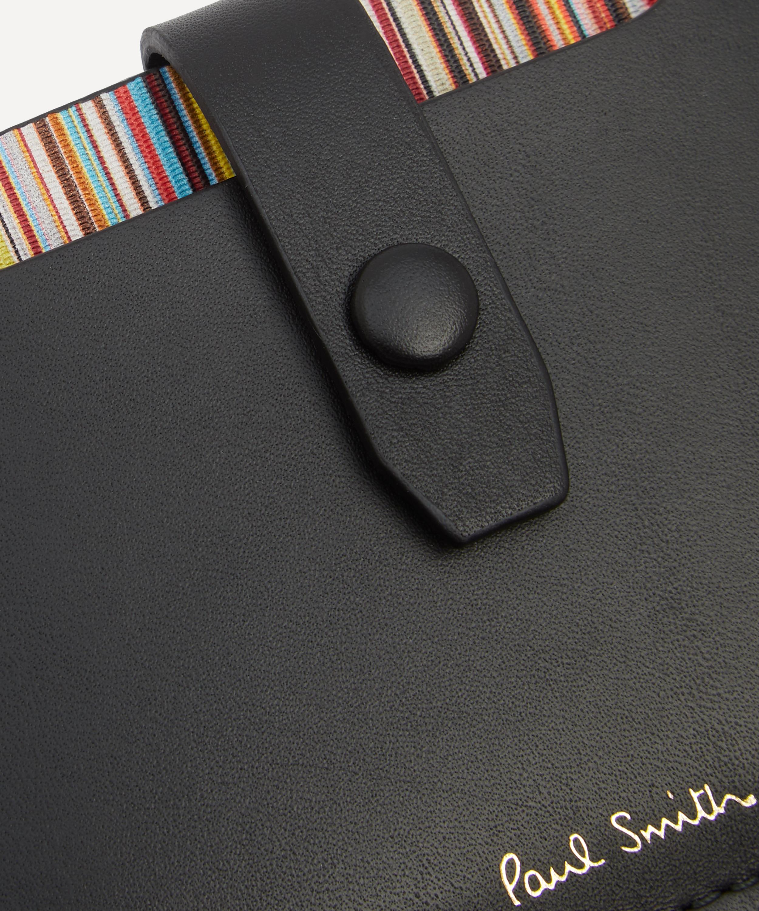 Paul Smith - Black Leather Credit Card Holder with Signature Stripe Pull Out image number 3