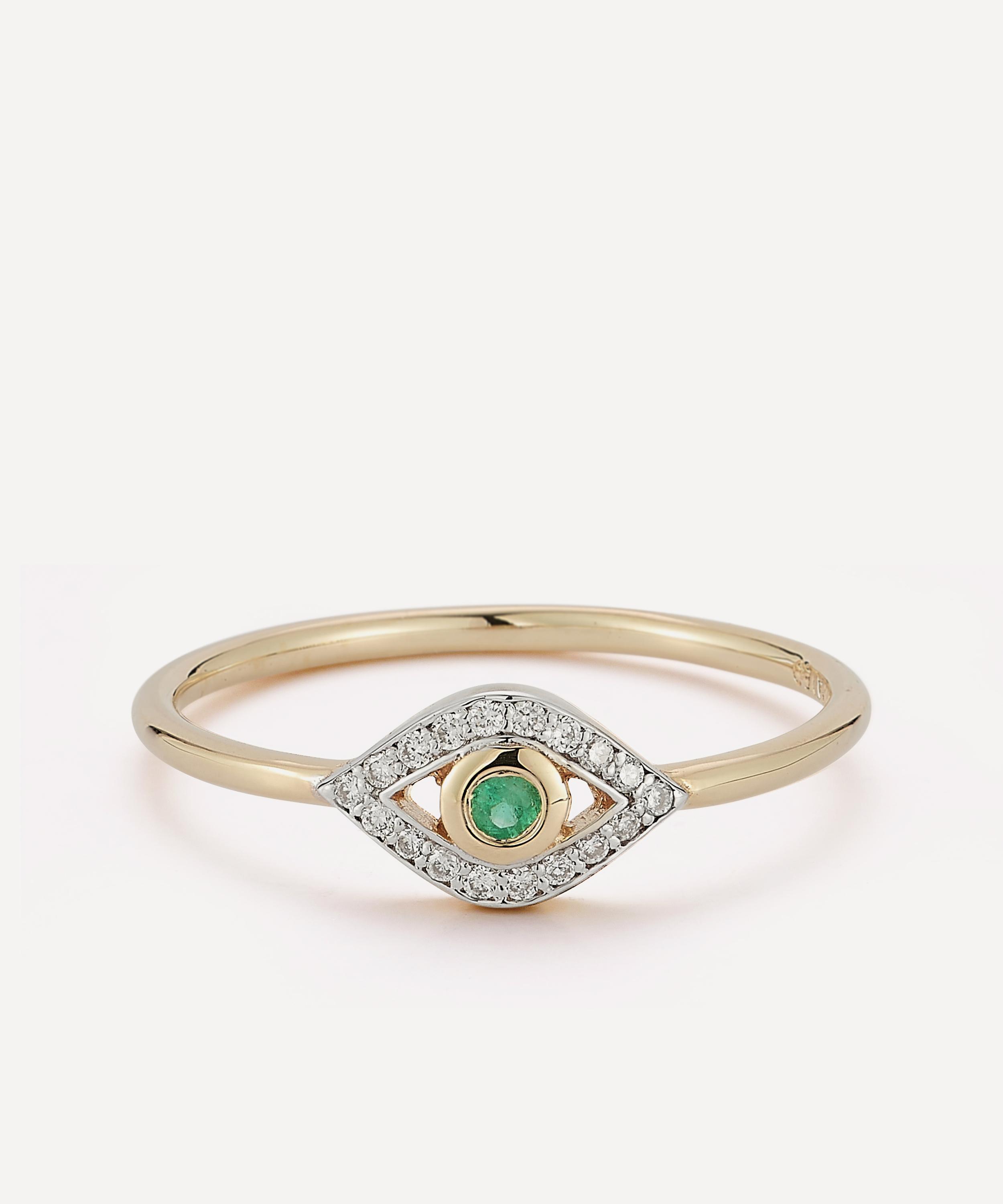 Mateo - 14ct Gold Emerald Evil Eye Ring
