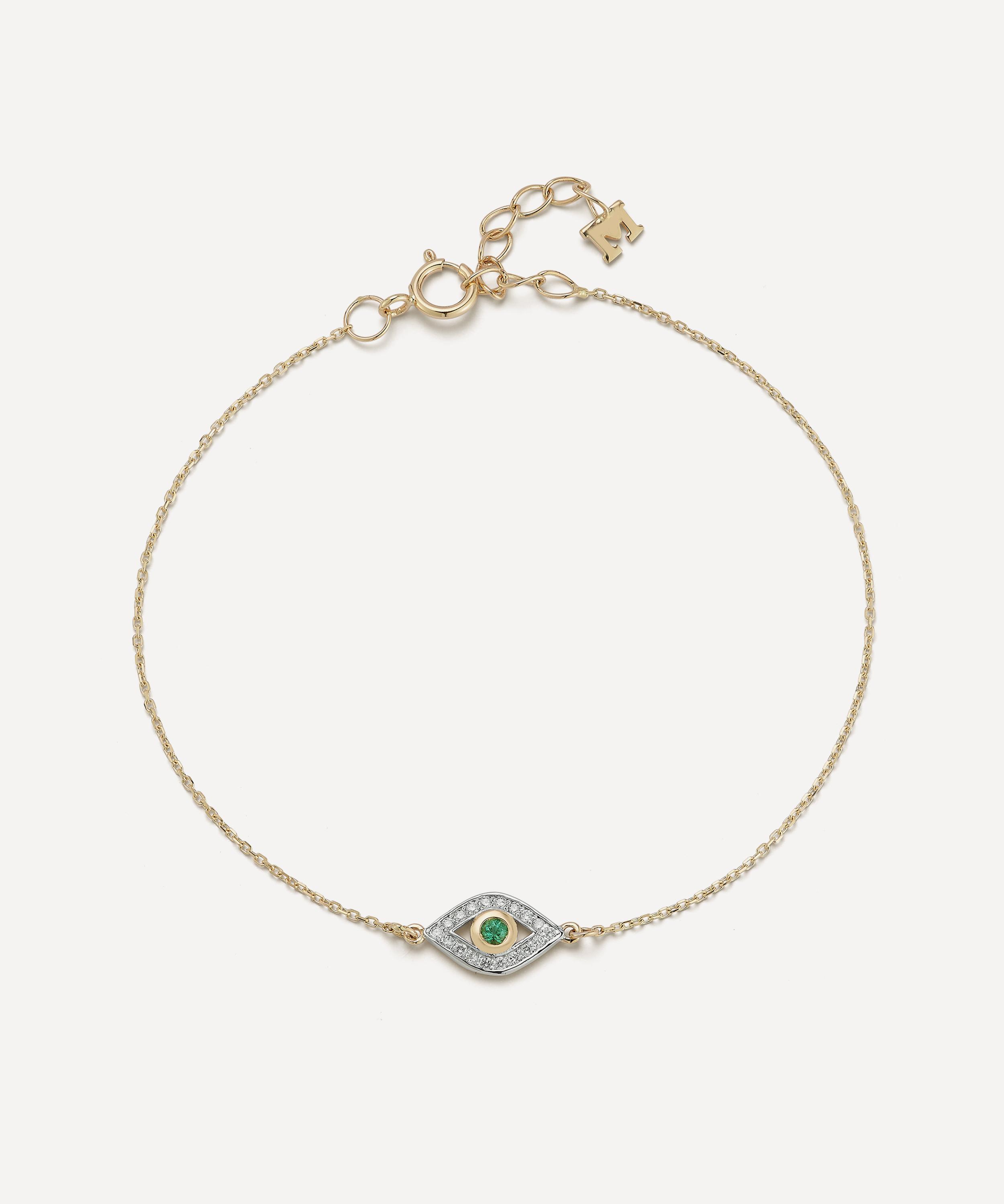Mateo - 14ct Gold Emerald Evil Eye Bracelet