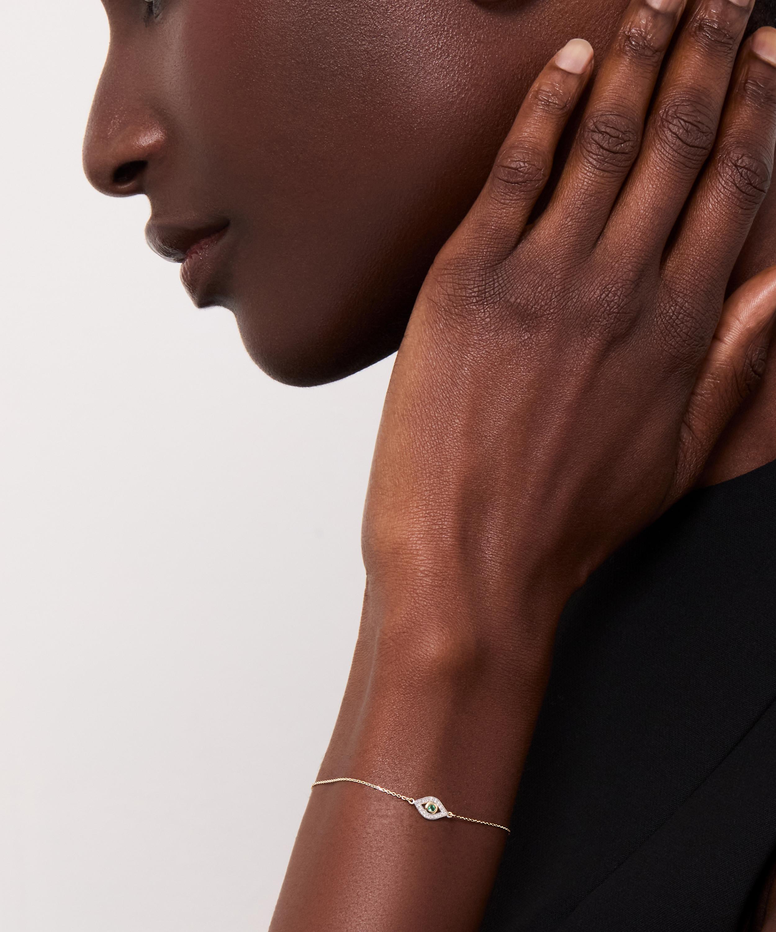 Mateo - 14ct Gold Emerald Evil Eye Bracelet image number 2