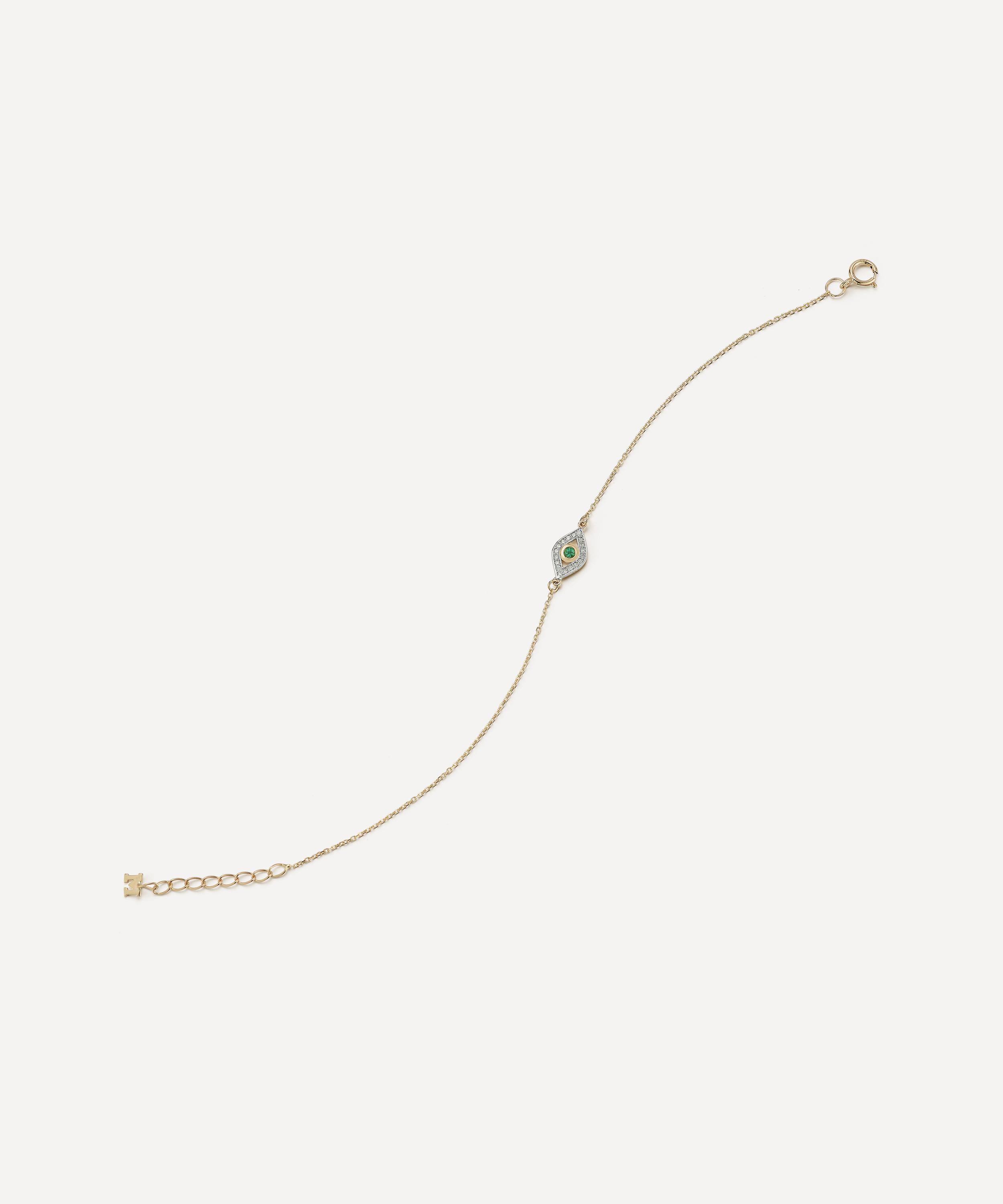 Mateo - 14ct Gold Emerald Evil Eye Bracelet image number 3