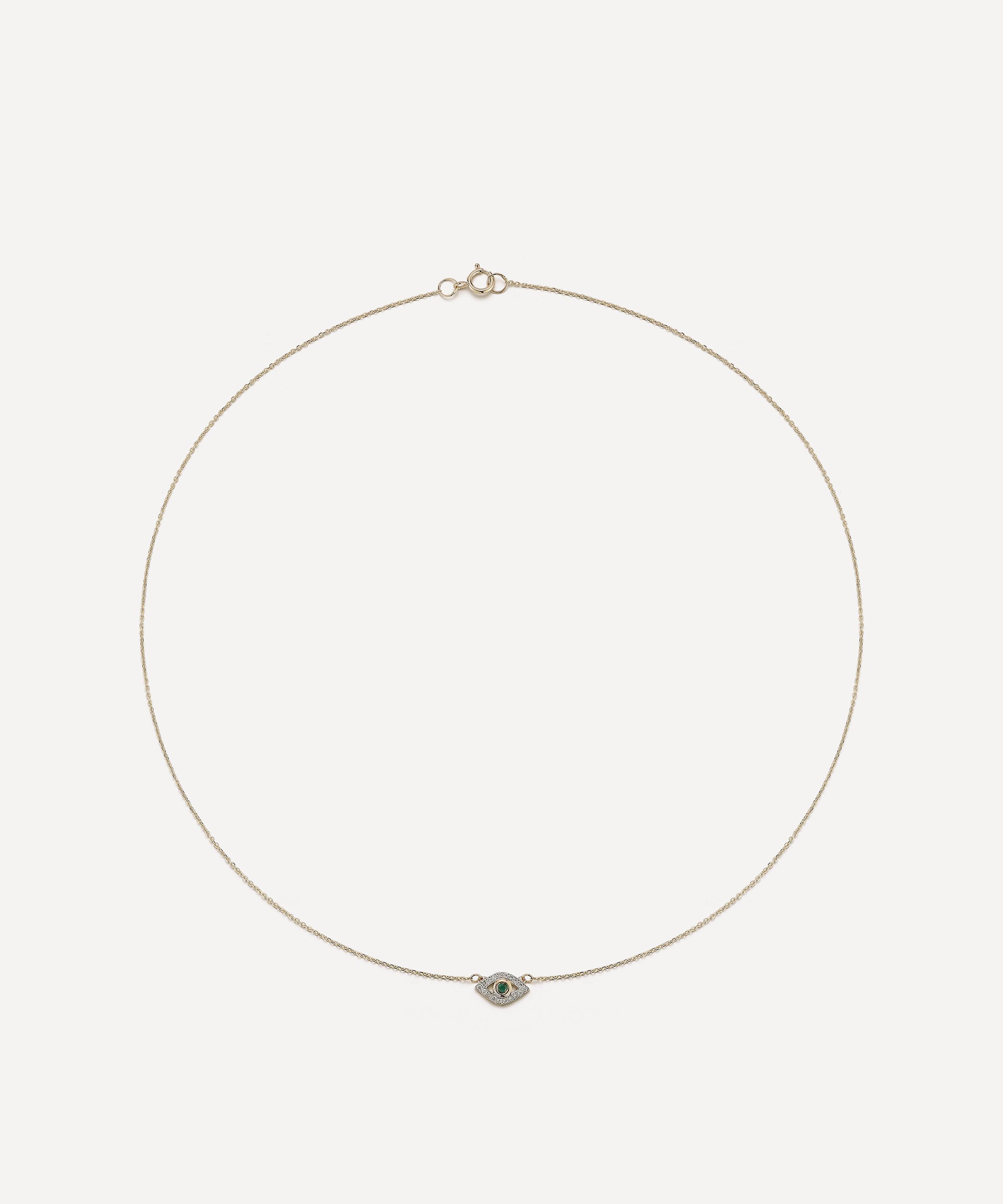 Mateo - 14ct Gold Emerald Evil Eye Pendant Necklace image number 3