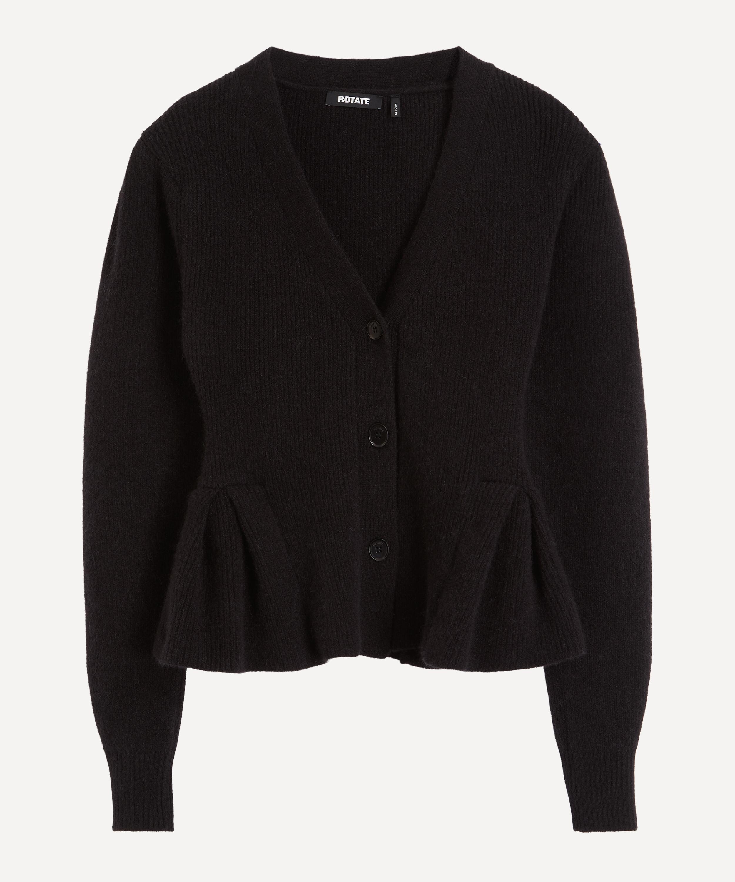 ROTATE Birger Christensen - Black Knit Peplum Cardigan image number 0