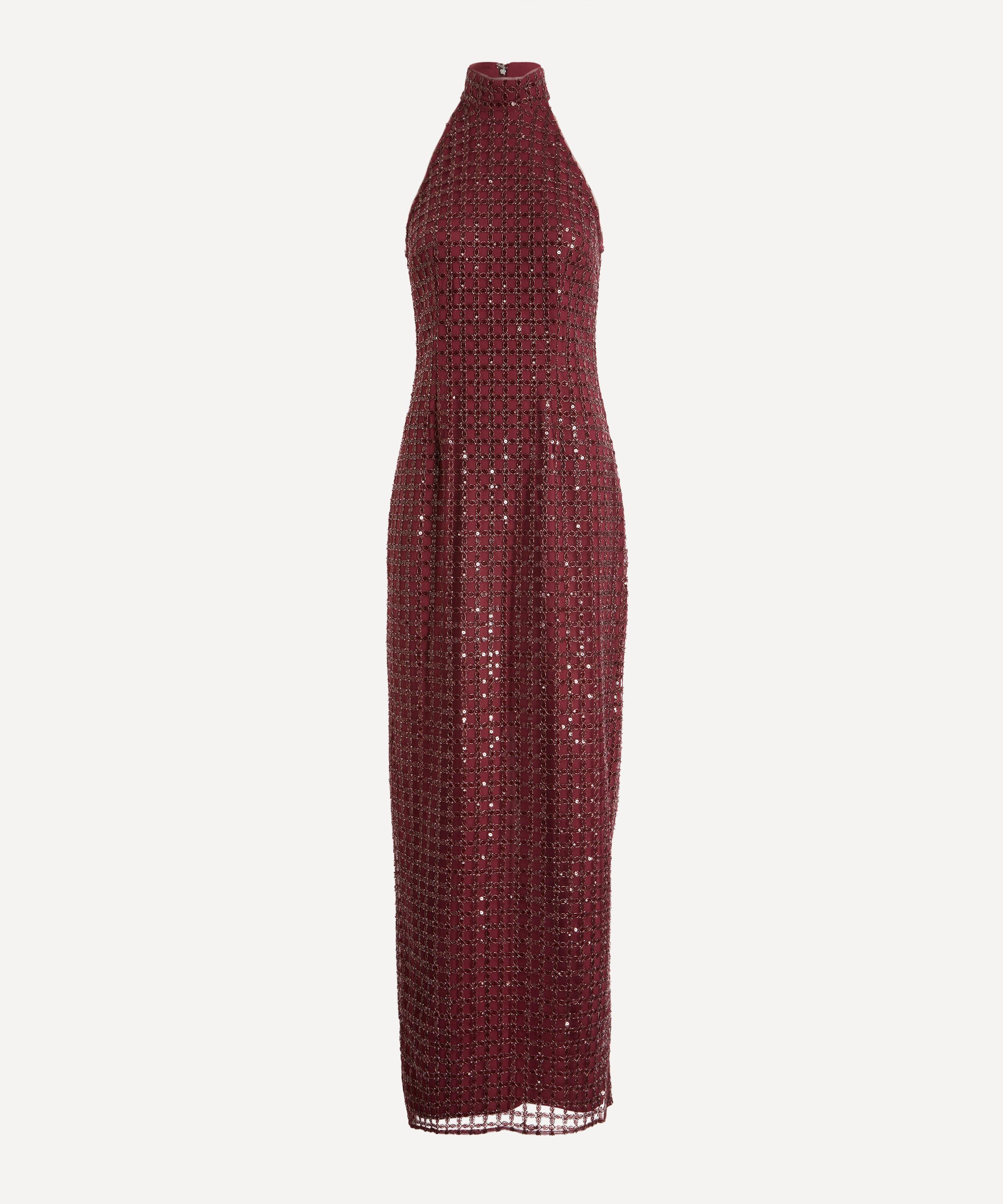 ROTATE Birger Christensen - Bordeaux Beaded Maxi Dress image number 0