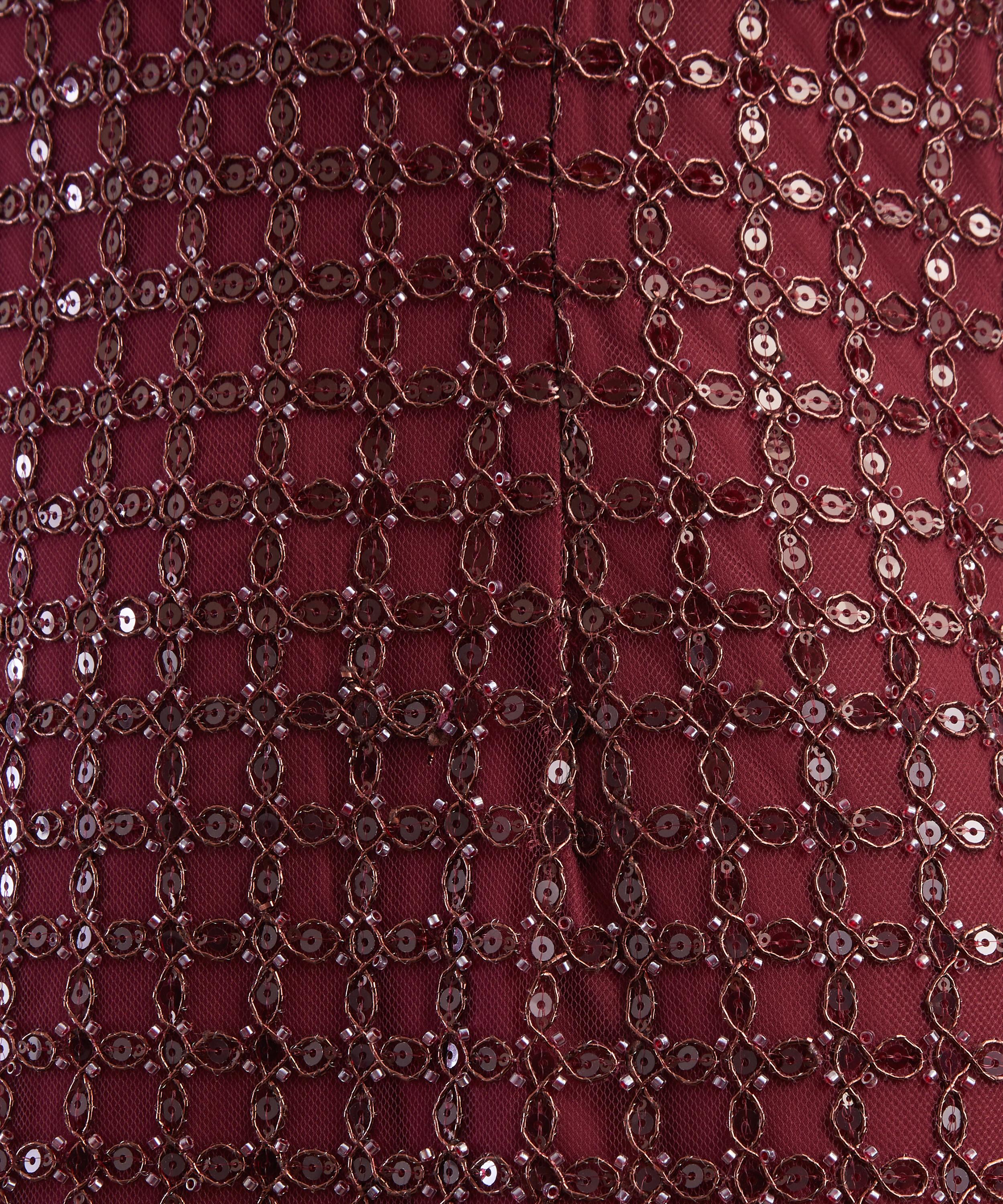 ROTATE Birger Christensen - Bordeaux Beaded Maxi Dress image number 4