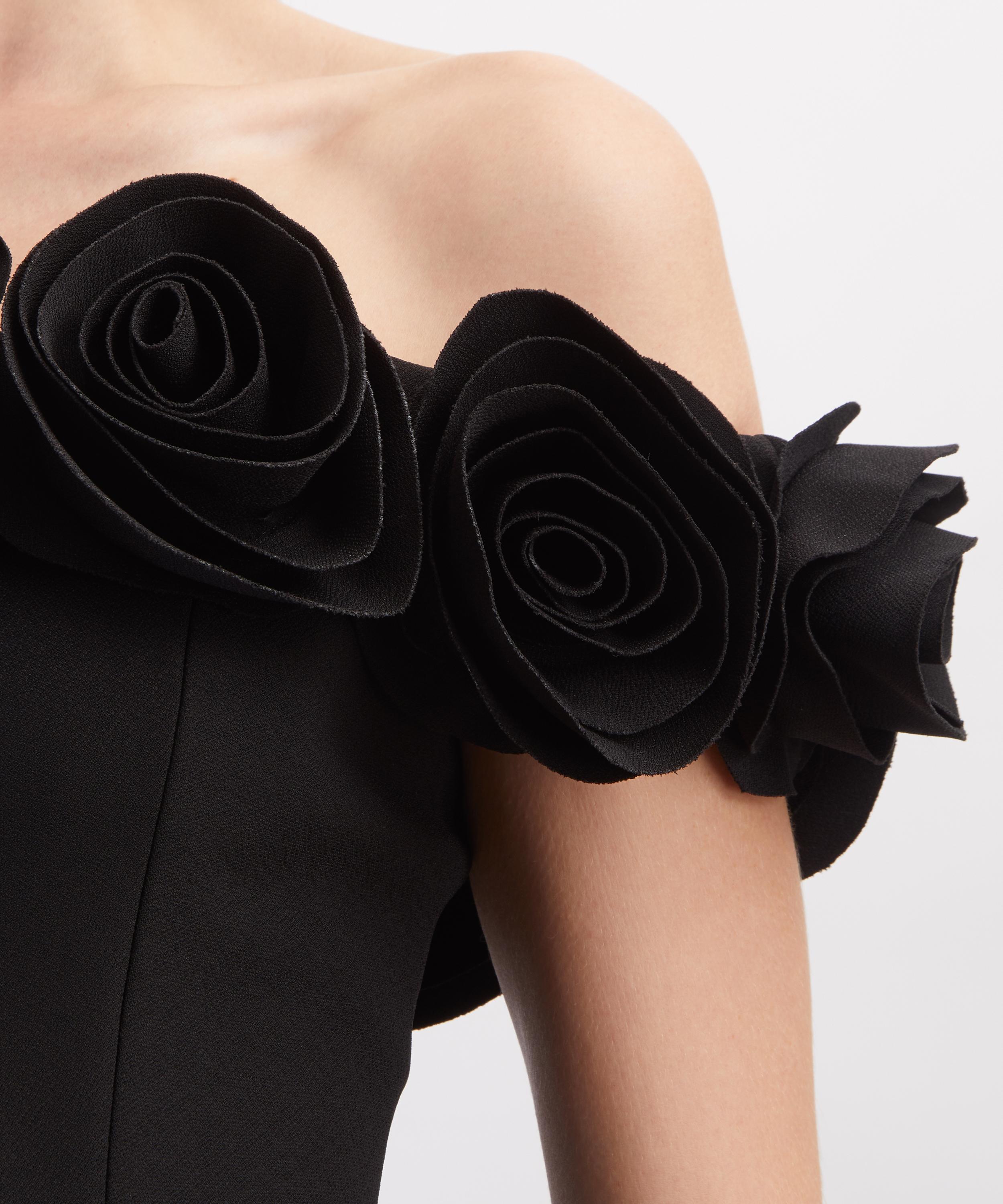 ROTATE Birger Christensen - Black Crepe Flower Maxi Dress image number 4
