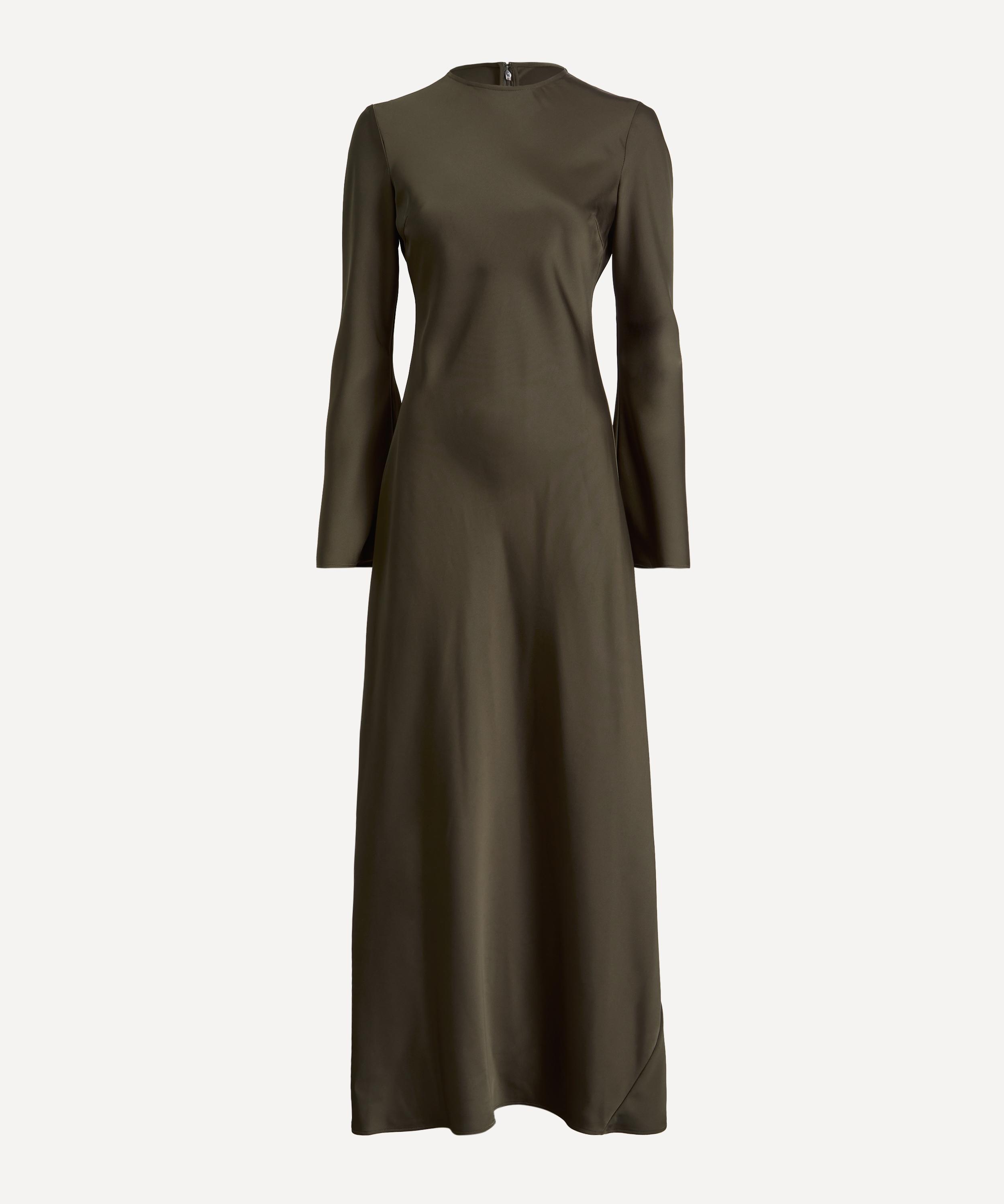 ROTATE Birger Christensen - Dark Green Satin Maxi Dress image number 0