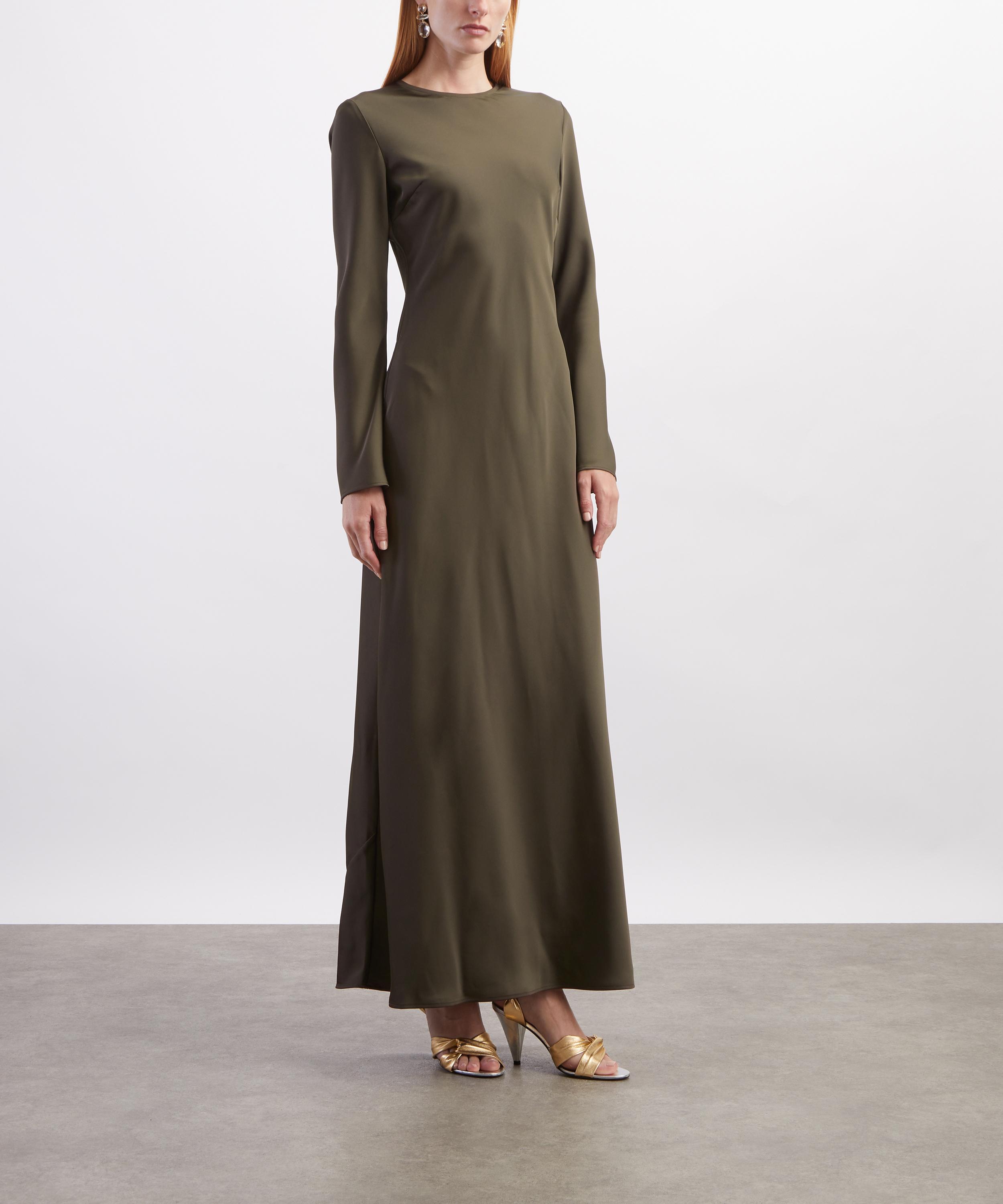 ROTATE Birger Christensen - Dark Green Satin Maxi Dress image number 1
