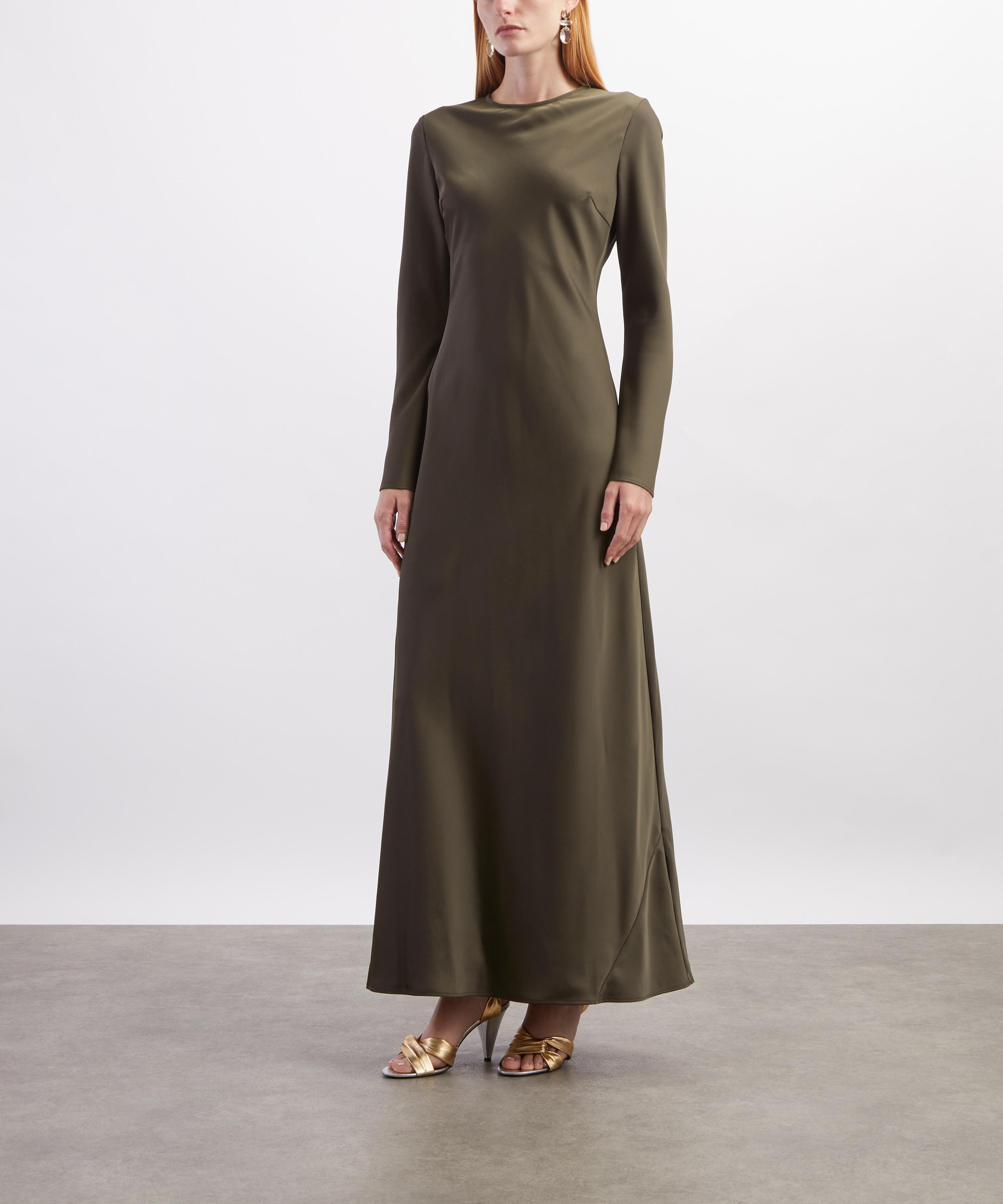 ROTATE Birger Christensen - Dark Green Satin Maxi Dress image number 2