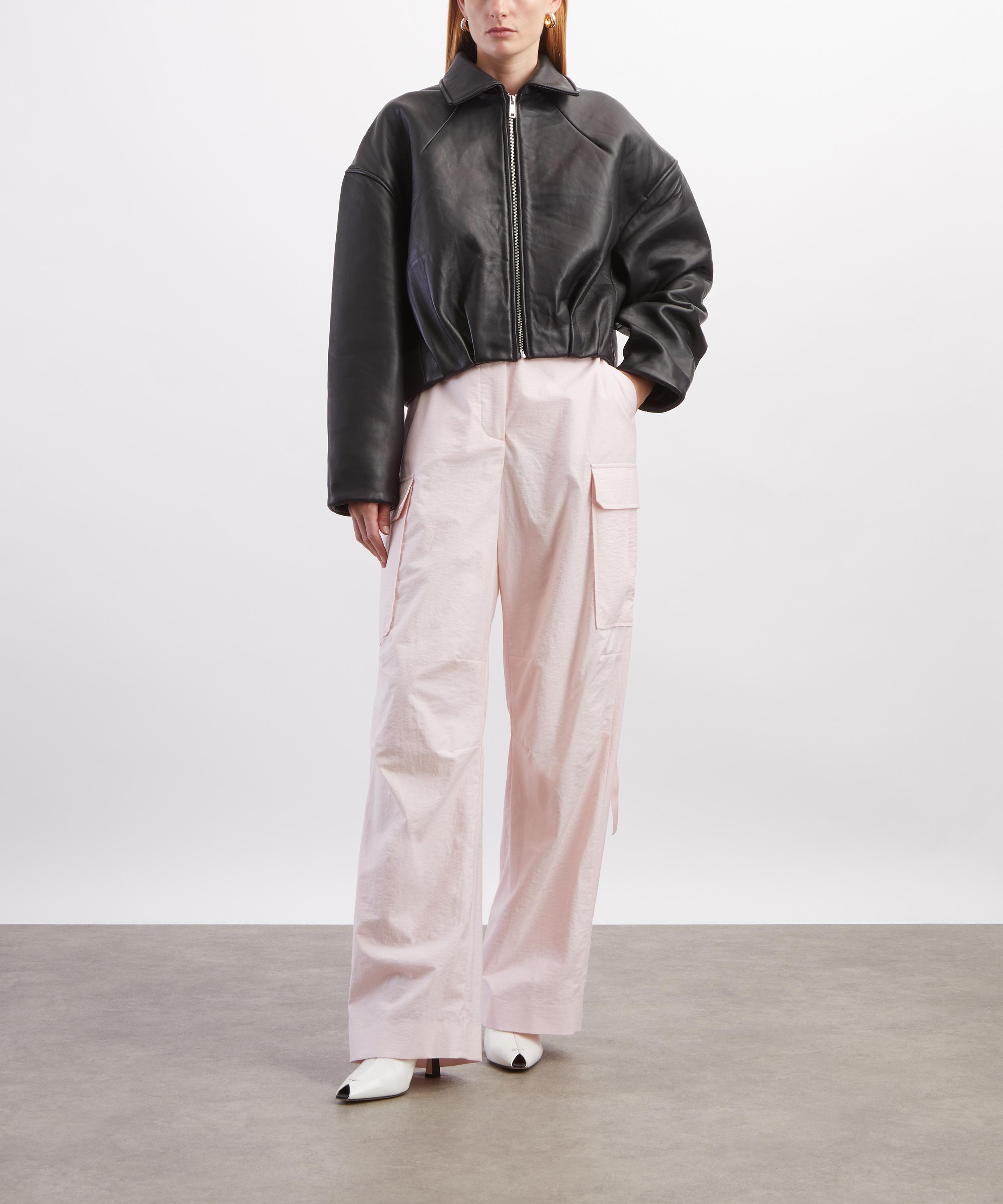 ROTATE Birger Christensen - Black Bonded Boxy Leather Jacket image number 1
