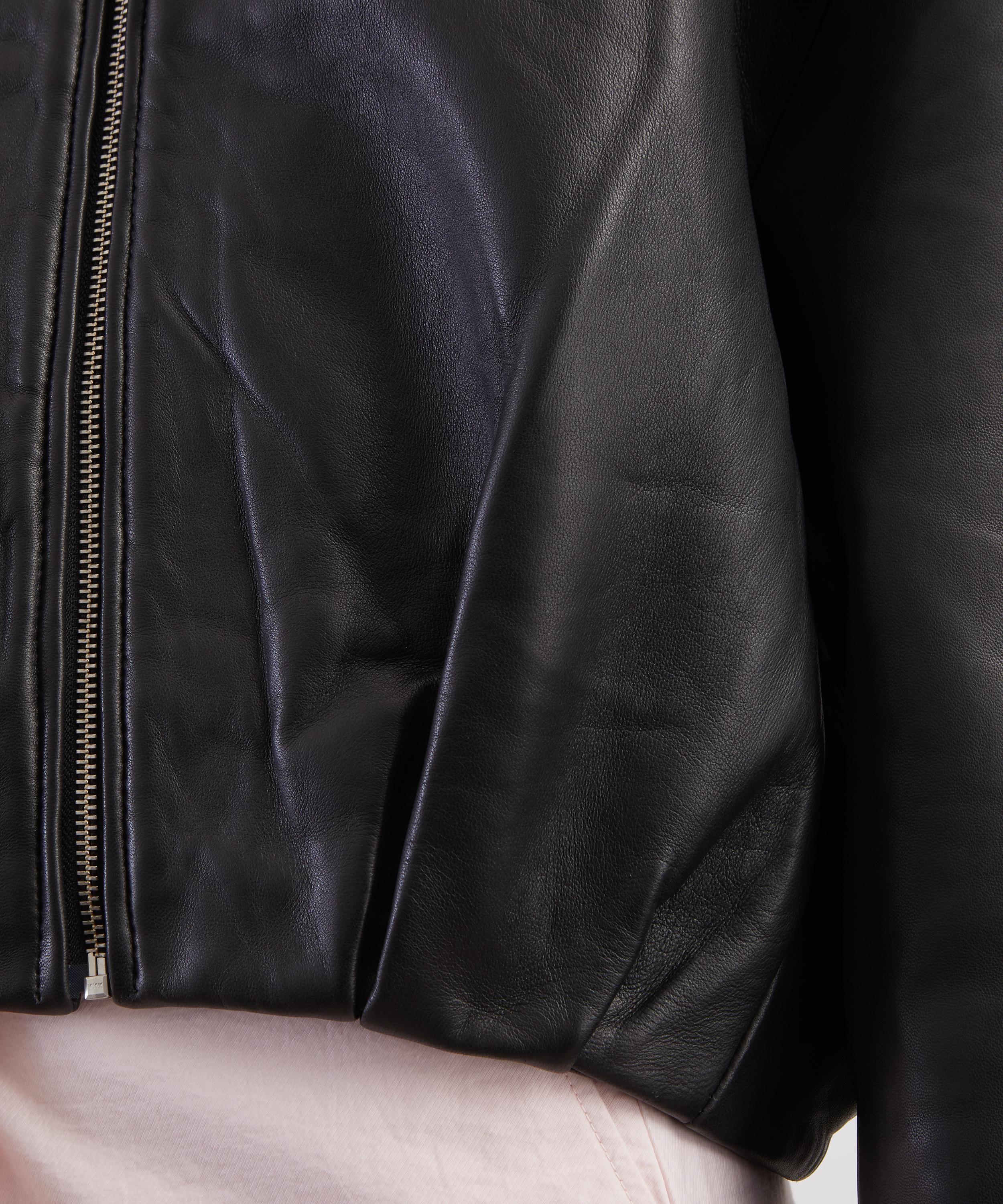 ROTATE Birger Christensen - Black Bonded Boxy Leather Jacket image number 4