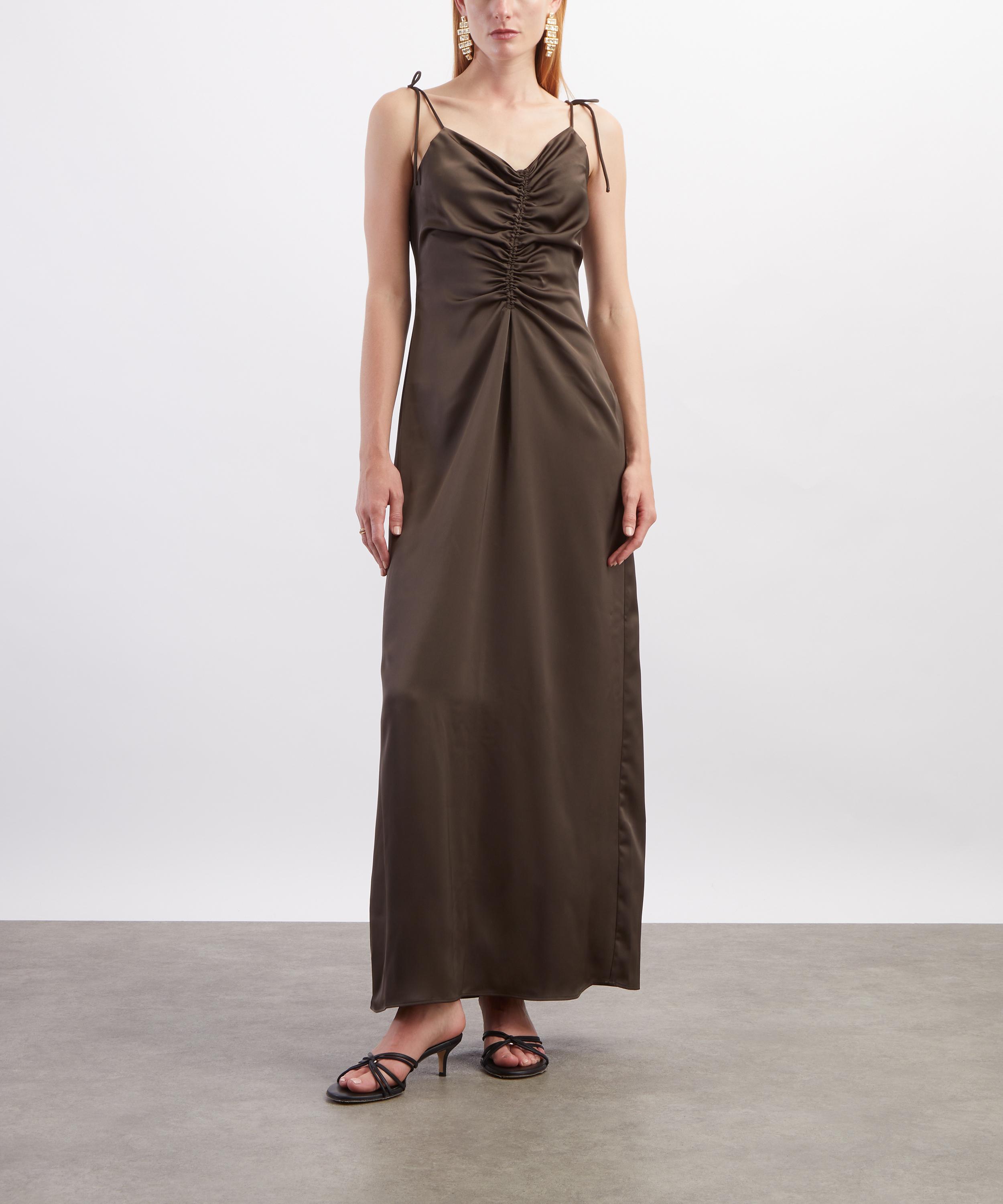 ROTATE Birger Christensen - Dark Green V-Neck Slip Dress image number 1