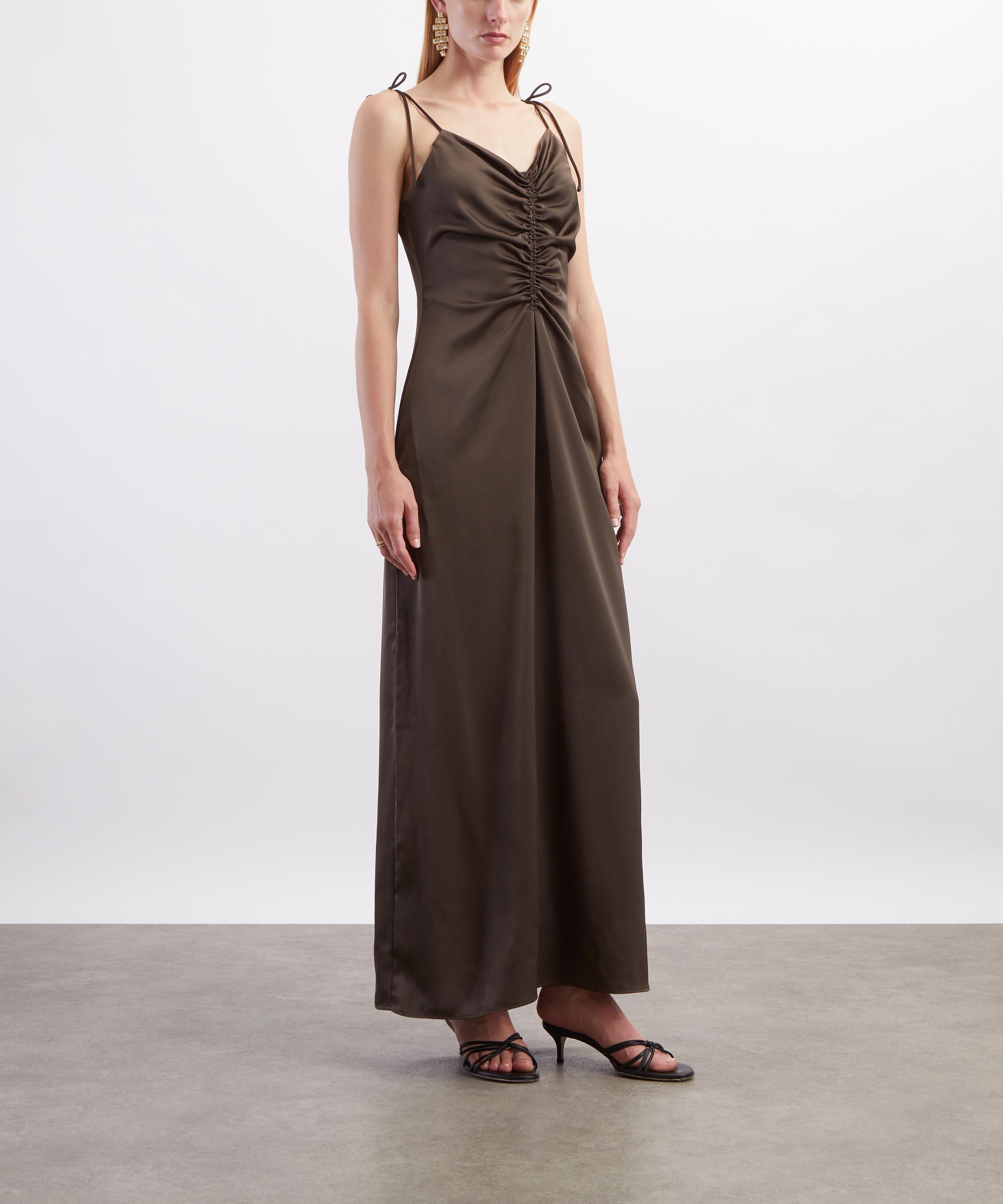 ROTATE Birger Christensen - Dark Green V-Neck Slip Dress image number 2