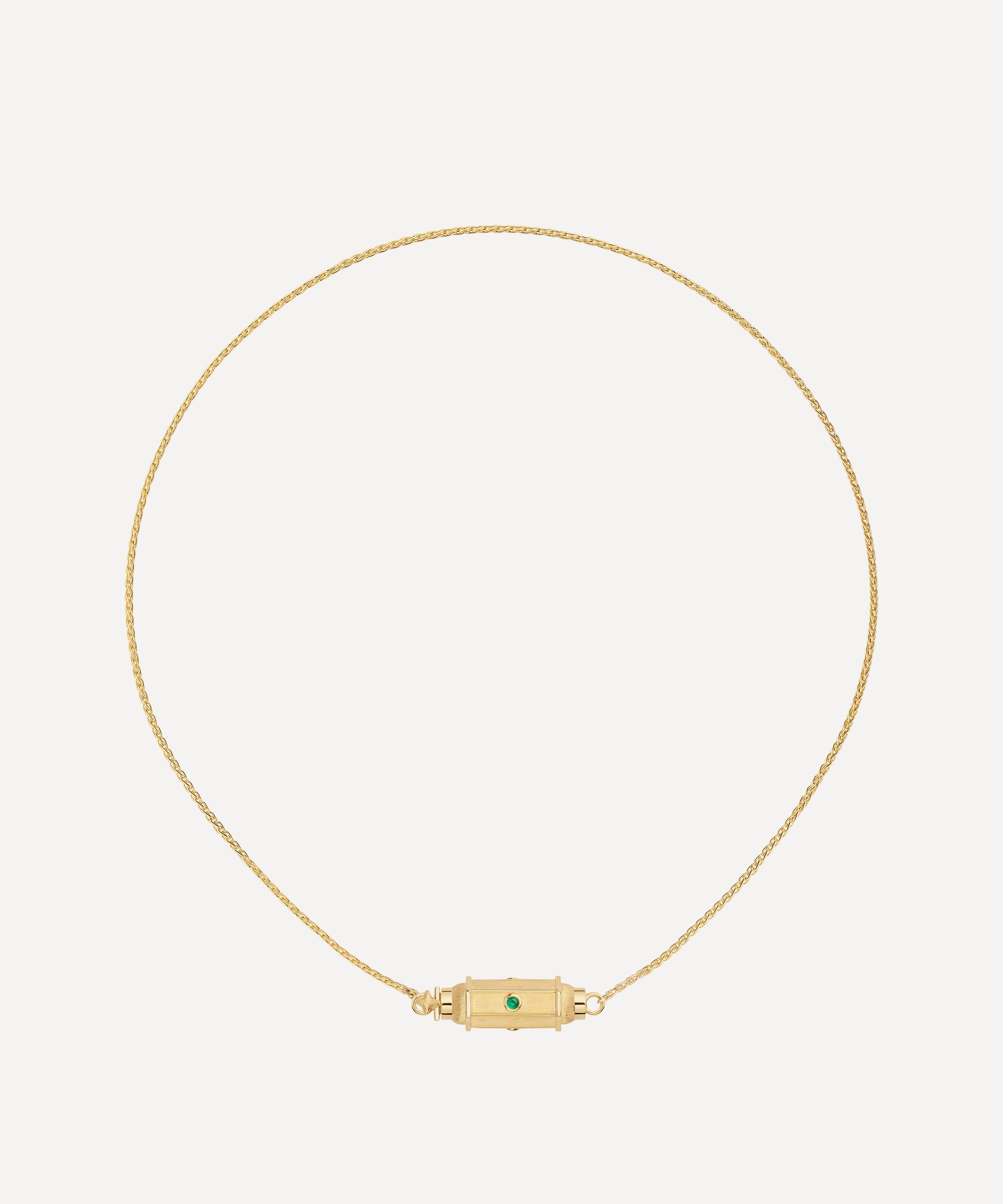 Marie Lichtenberg - 18ct Gold Emerald Cabochon Micro Coco Locket Necklace 42cm