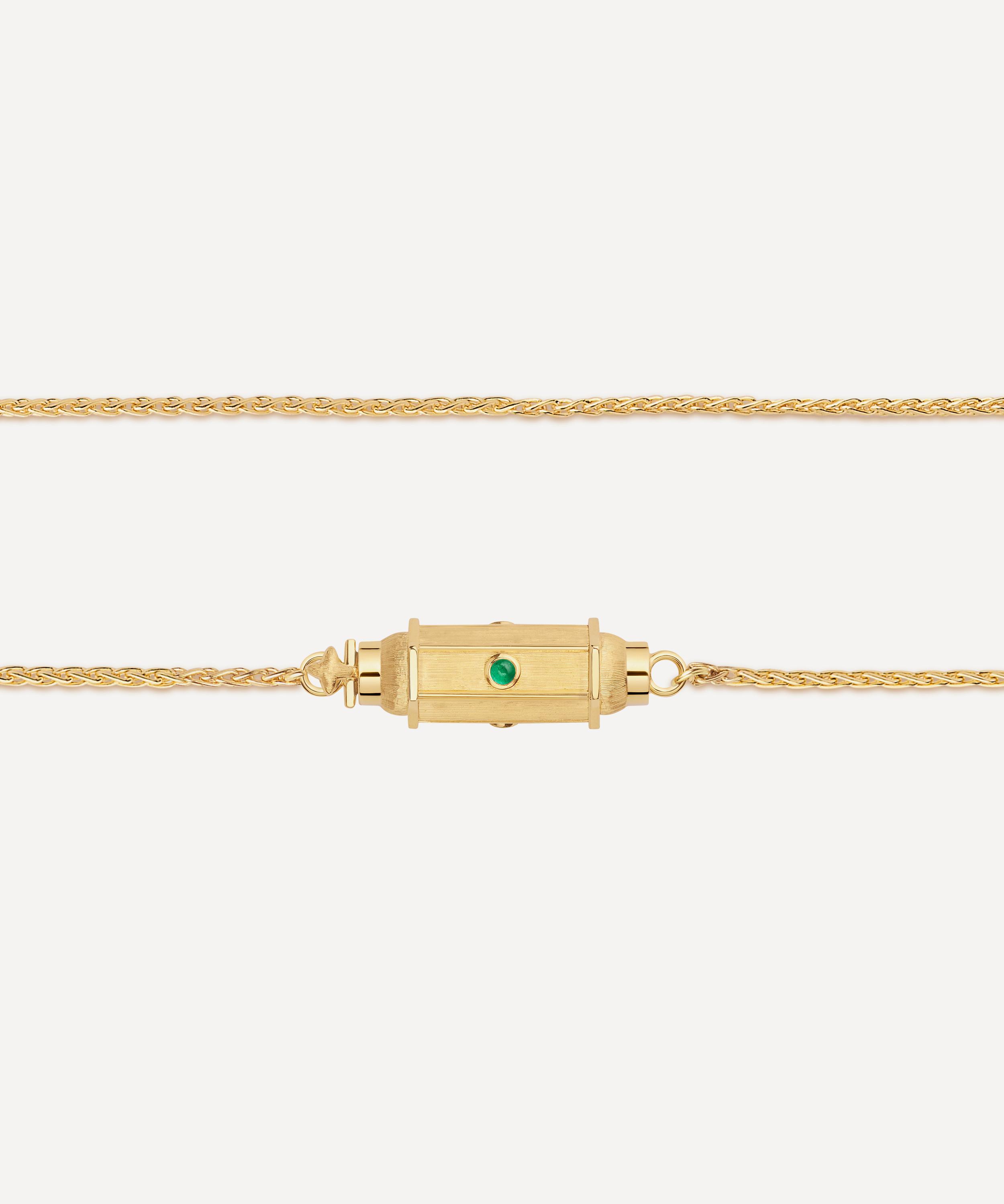 Marie Lichtenberg - 18ct Gold Emerald Cabochon Micro Coco Locket Necklace 42cm image number 2