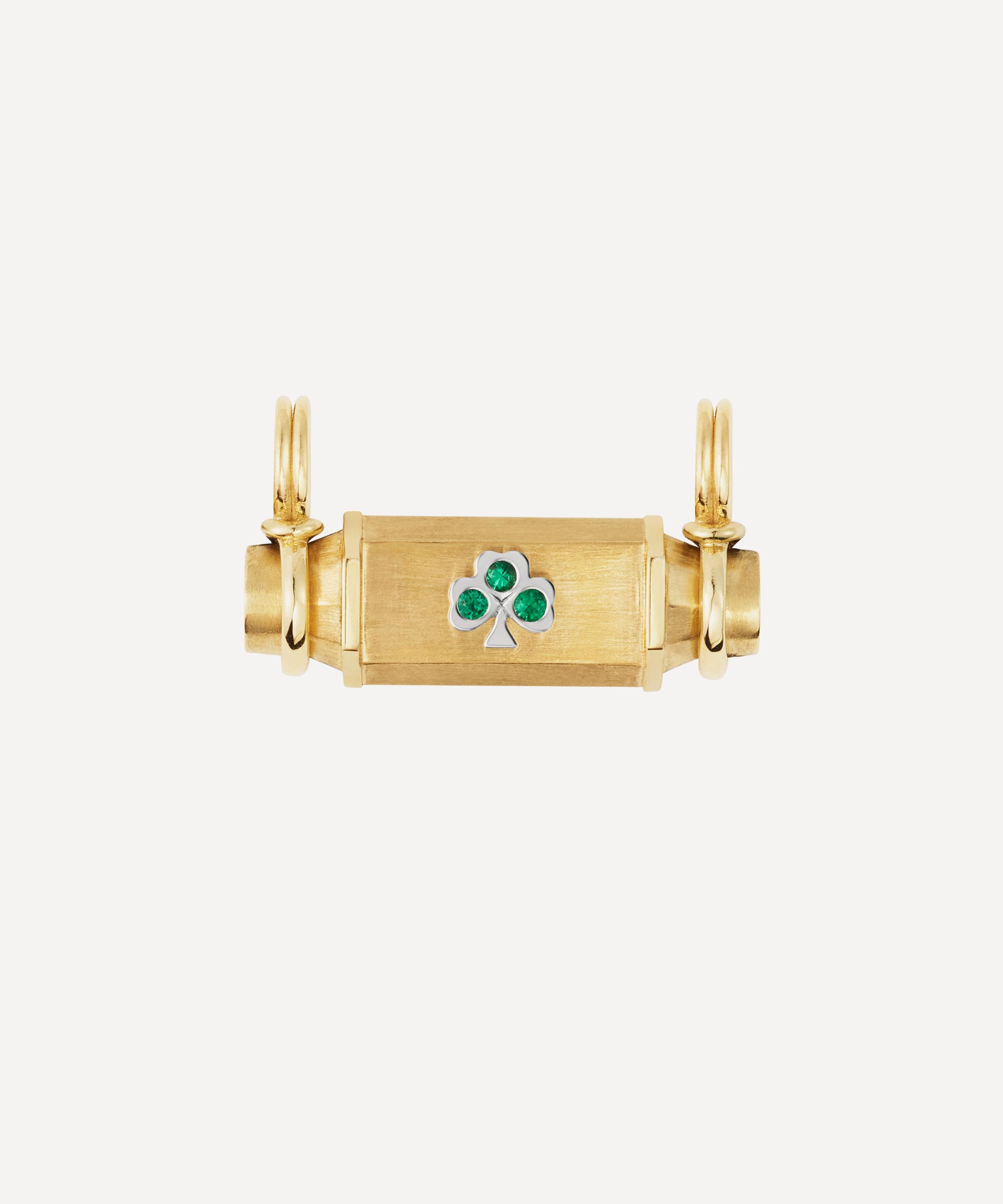 Marie Lichtenberg - 18ct Gold Emerald Clover Smash Locket Necklace image number 3