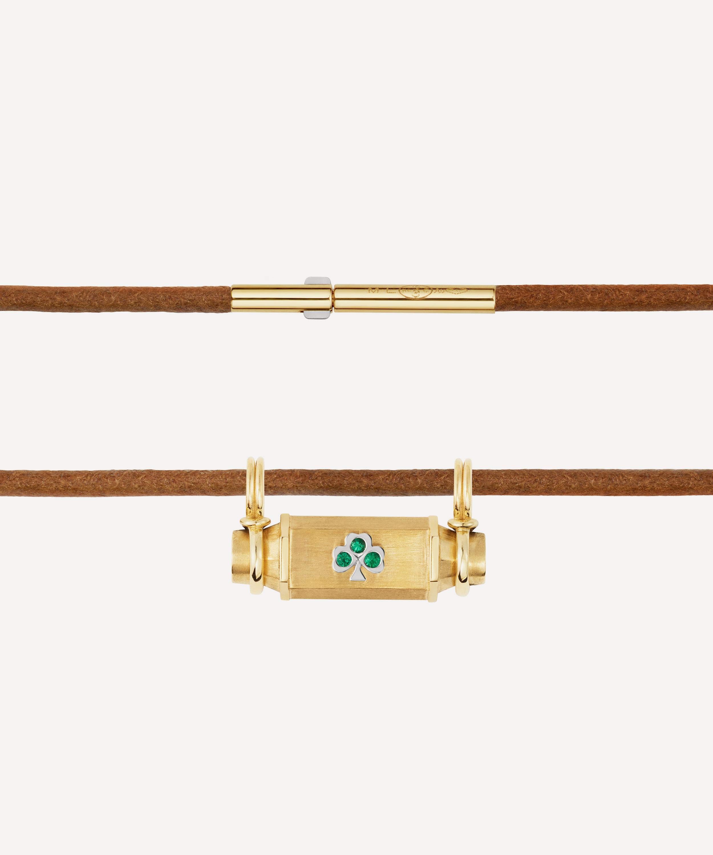 Marie Lichtenberg - 18ct Gold Emerald Clover Smash Locket Necklace image number 4