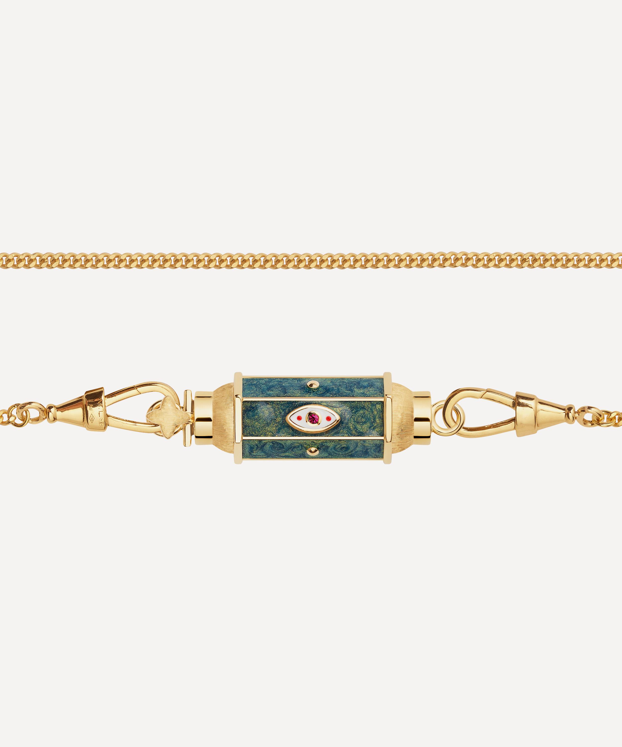Marie Lichtenberg - 18ct Gold Ruby Evil Eye Green Baby Locket Necklace image number 2