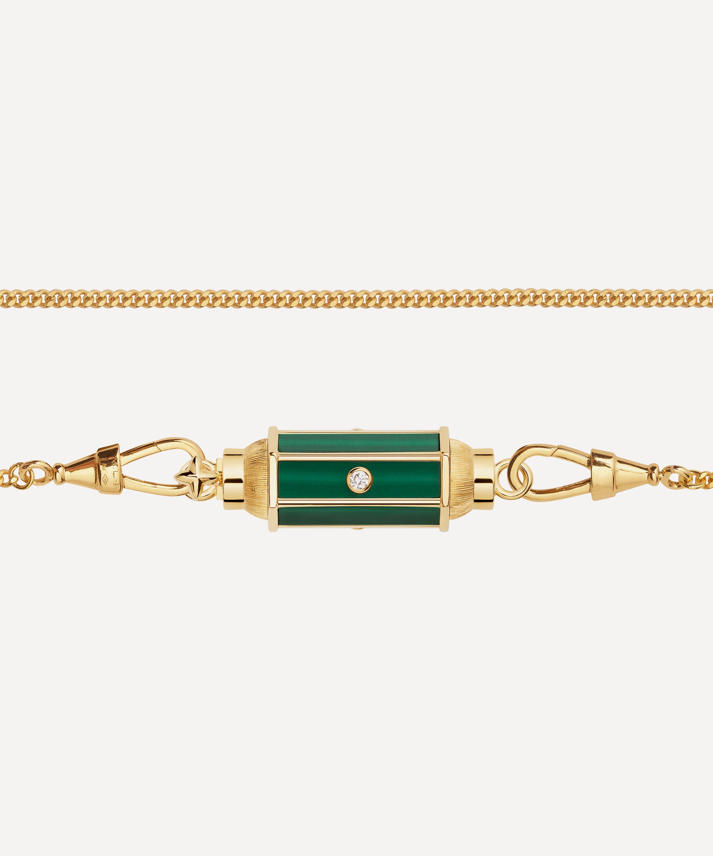 Marie Lichtenberg - 18ct Gold Diamond Malachite Baby Locket Necklace image number 2