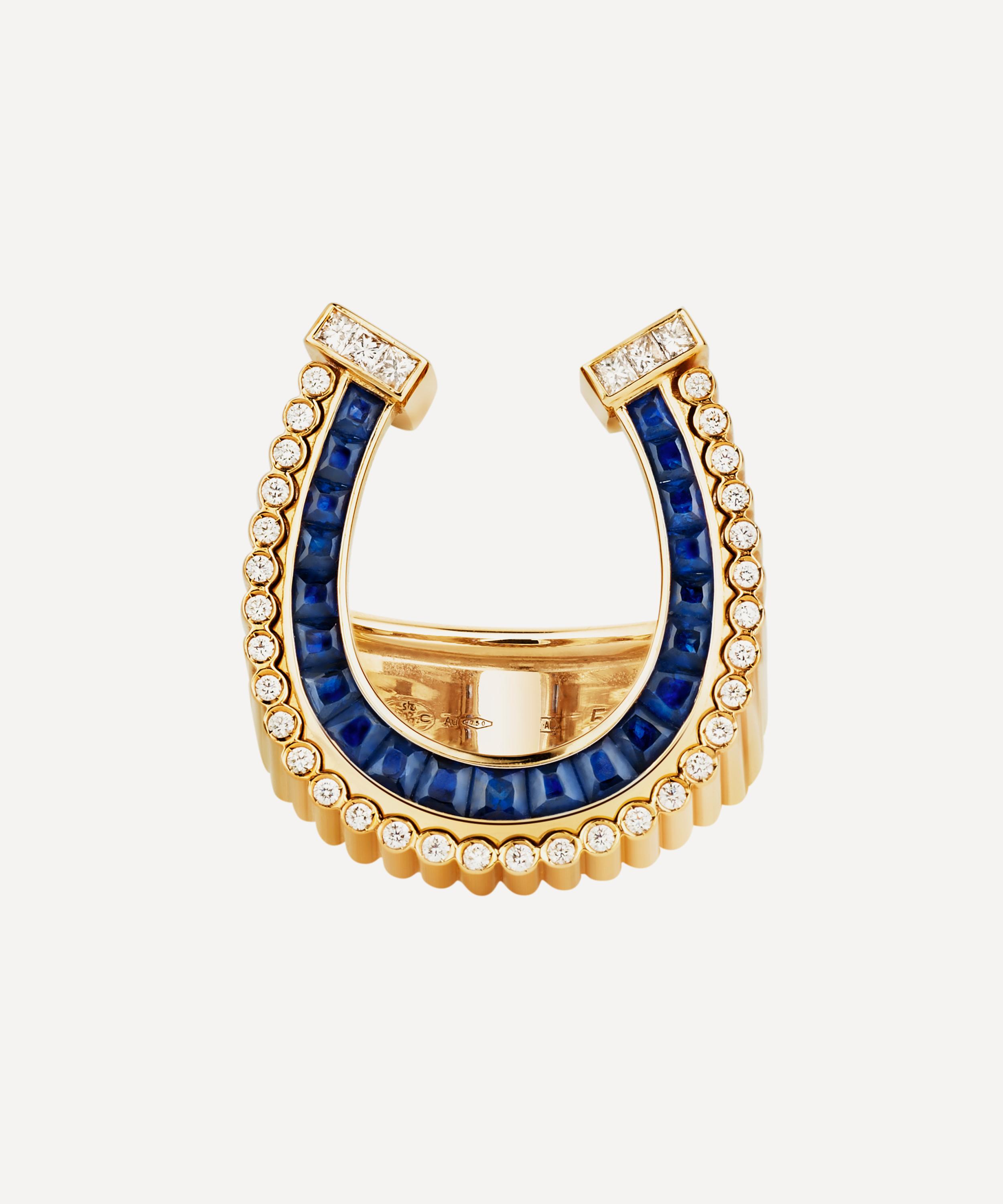 Marie Lichtenberg - 18ct Gold Sapphire Horseshoe Ring image number 0