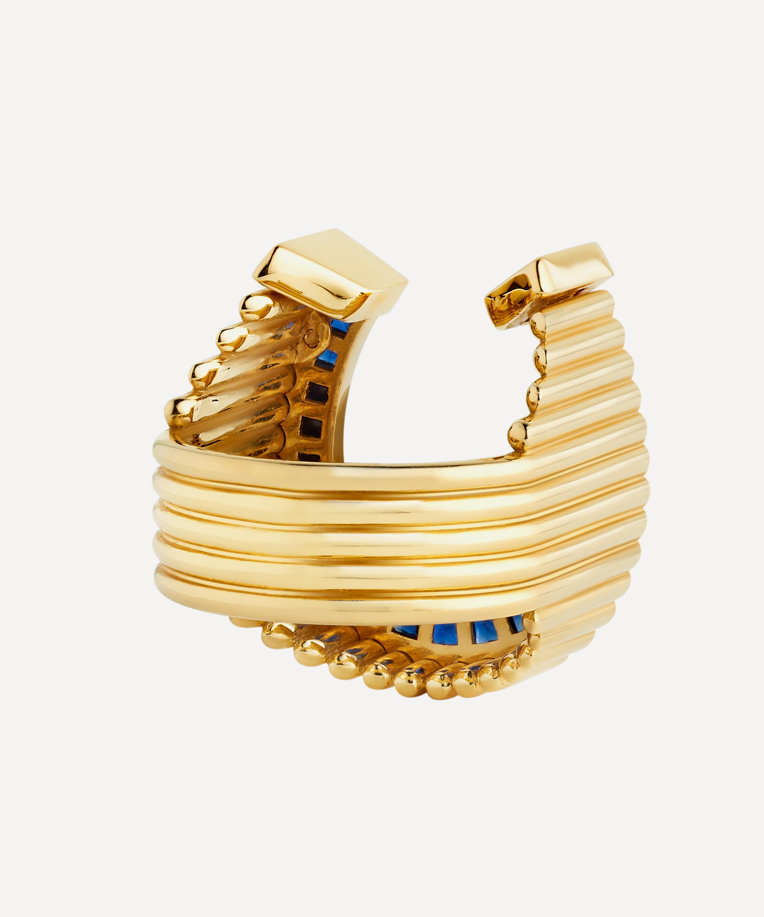Marie Lichtenberg - 18ct Gold Sapphire Horseshoe Ring image number 4