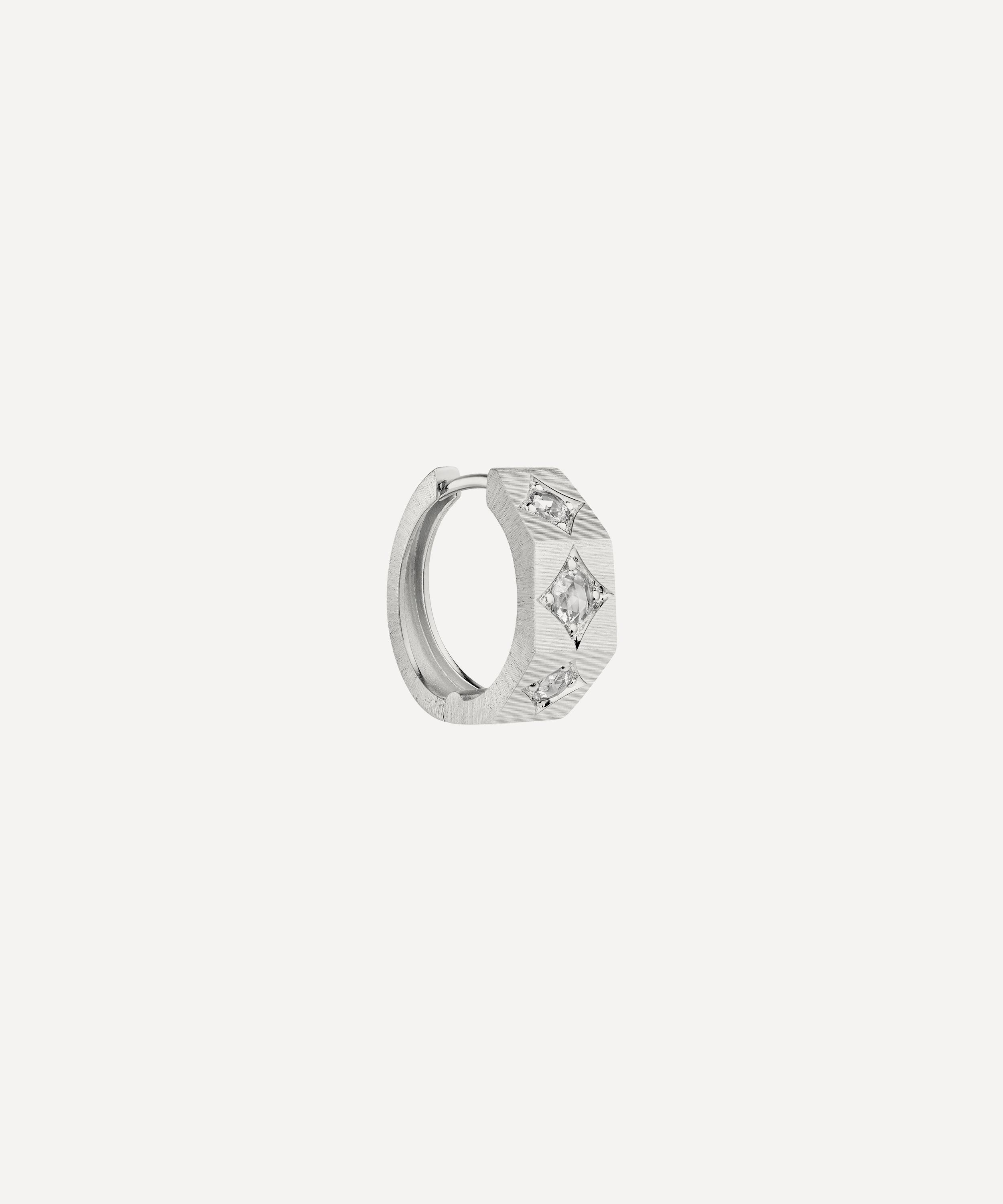 Marie Lichtenberg - 18ct White Gold Ecrou Diamond Coco Medium Hoop Earring image number 1