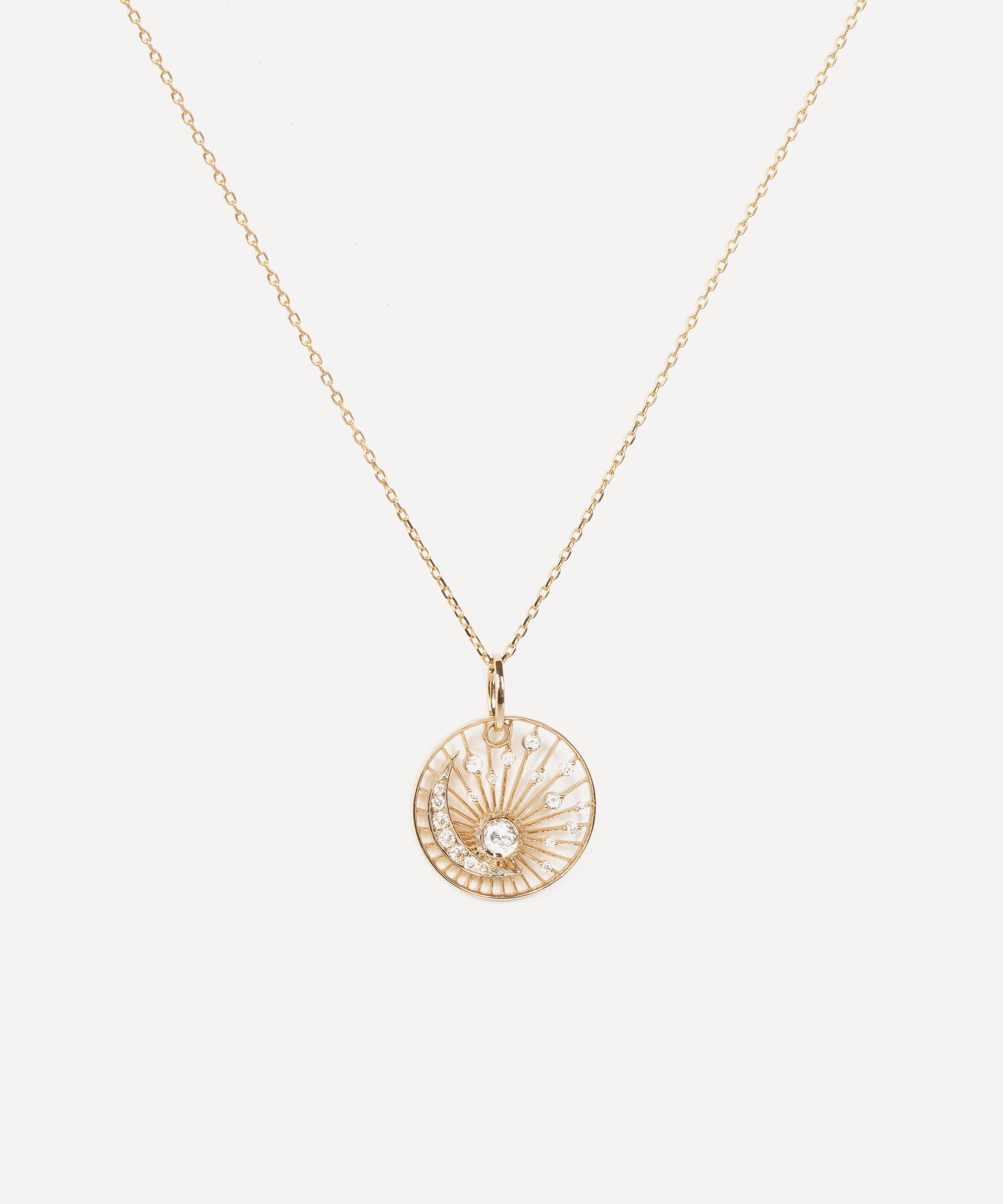 Celine Daoust - 14ct Gold Diamond Moon Open Sun Necklace image number 0