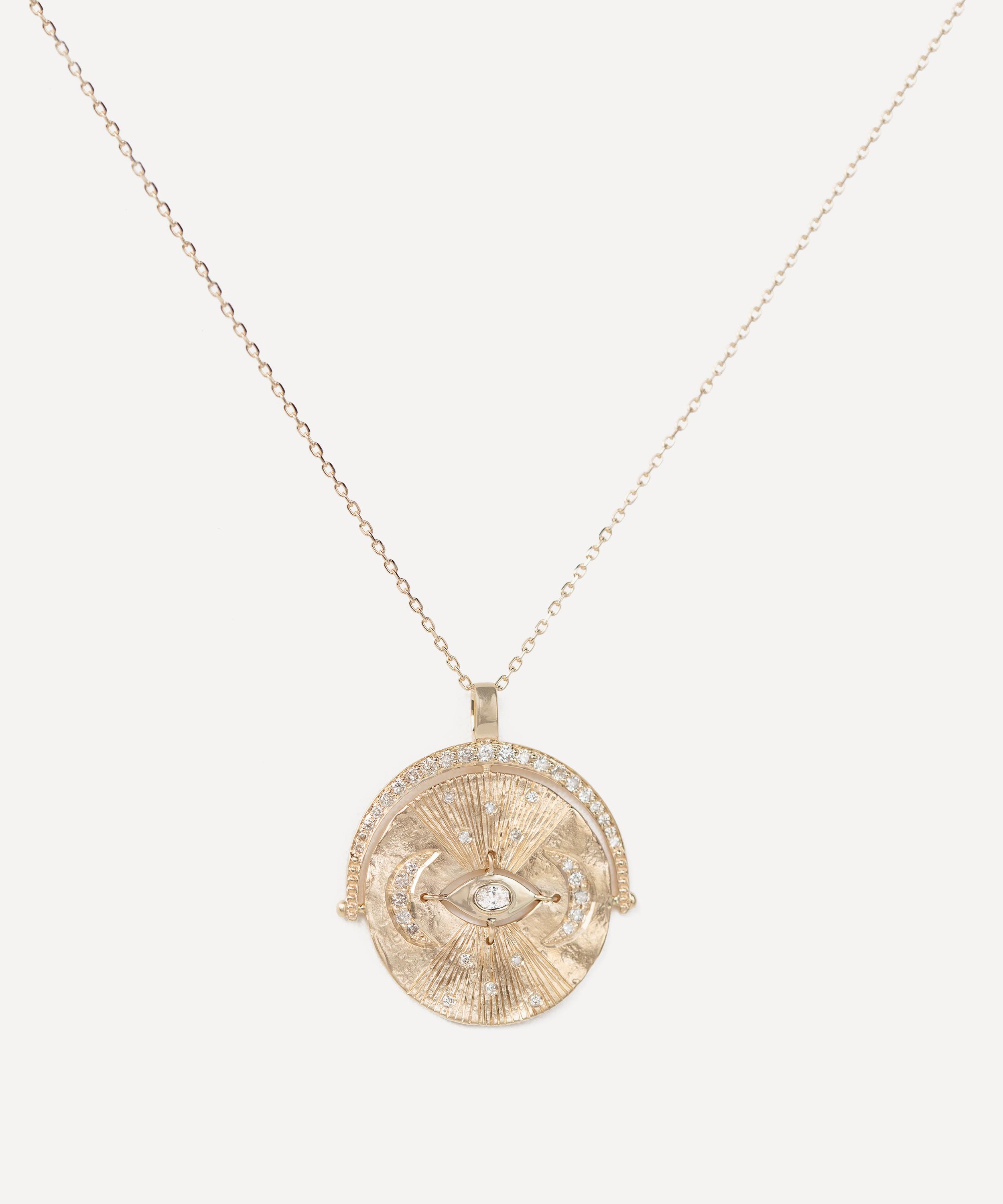 Celine Daoust - 14ct Gold Diamond Medal Eye Necklace image number 0