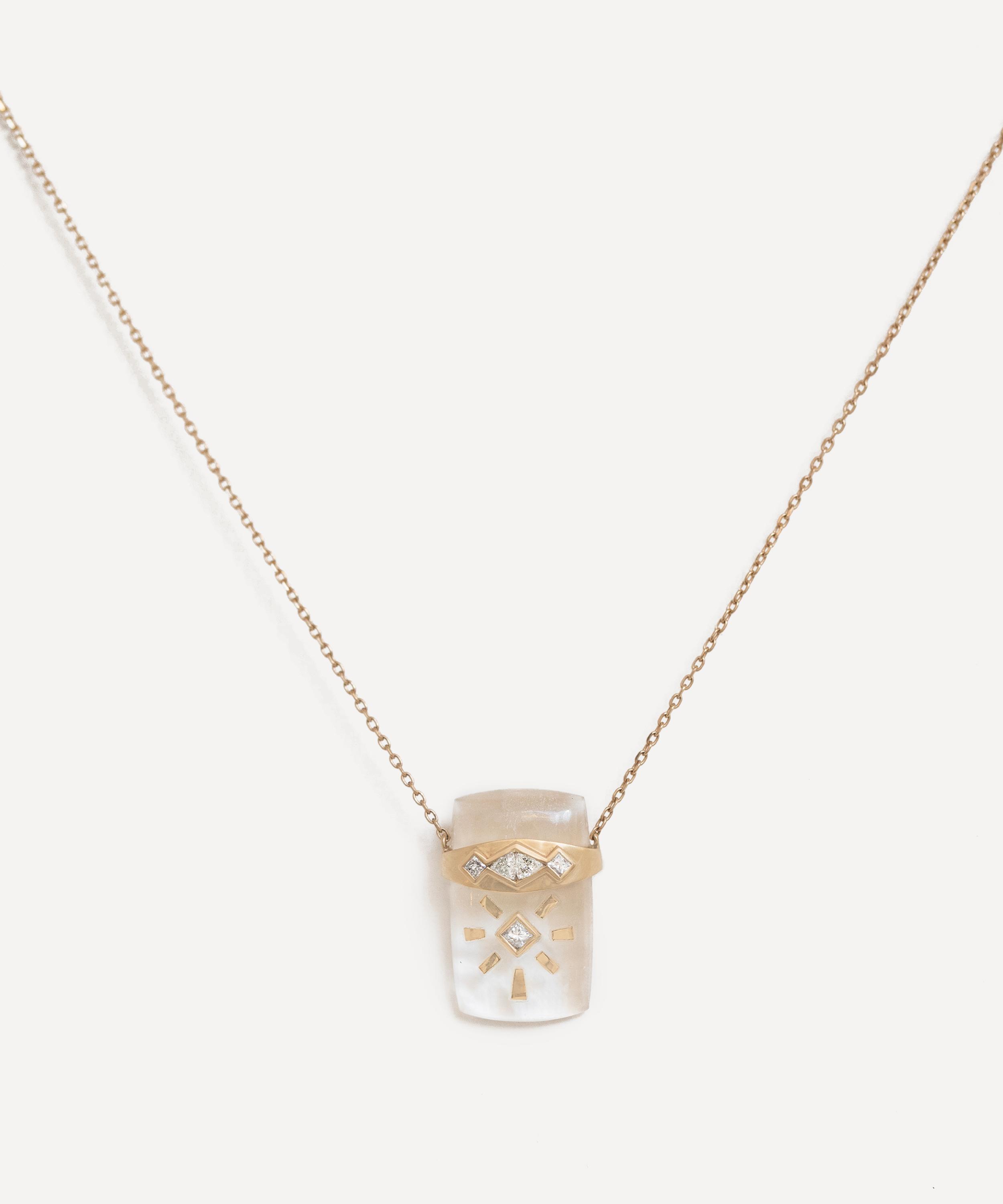 Celine Daoust - 14ct Gold Quartz and Diamond Pendant Necklace image number 0