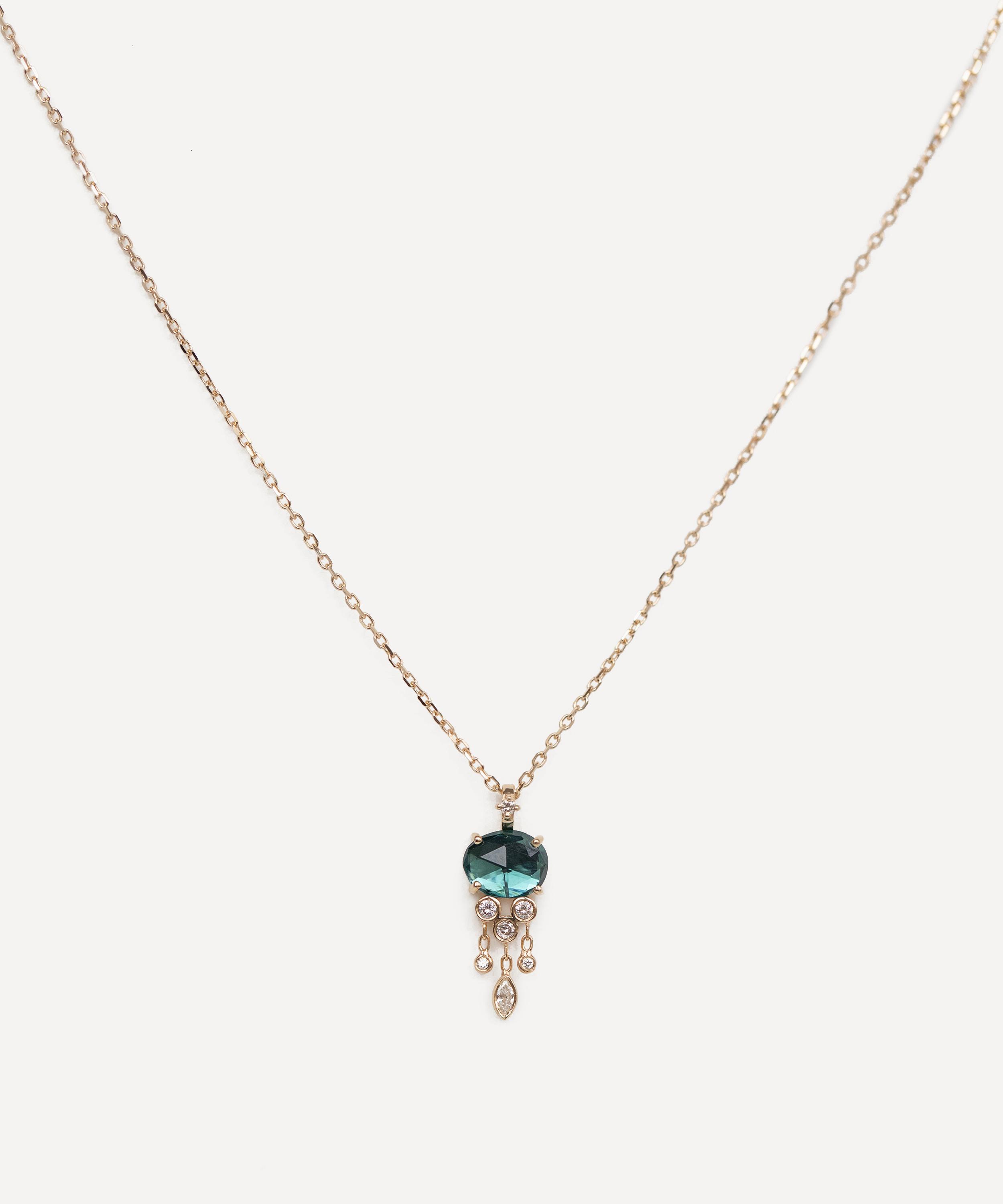 Celine Daoust - 14ct Gold Tourmaline and Dangling Diamond Pendant Necklace image number 0