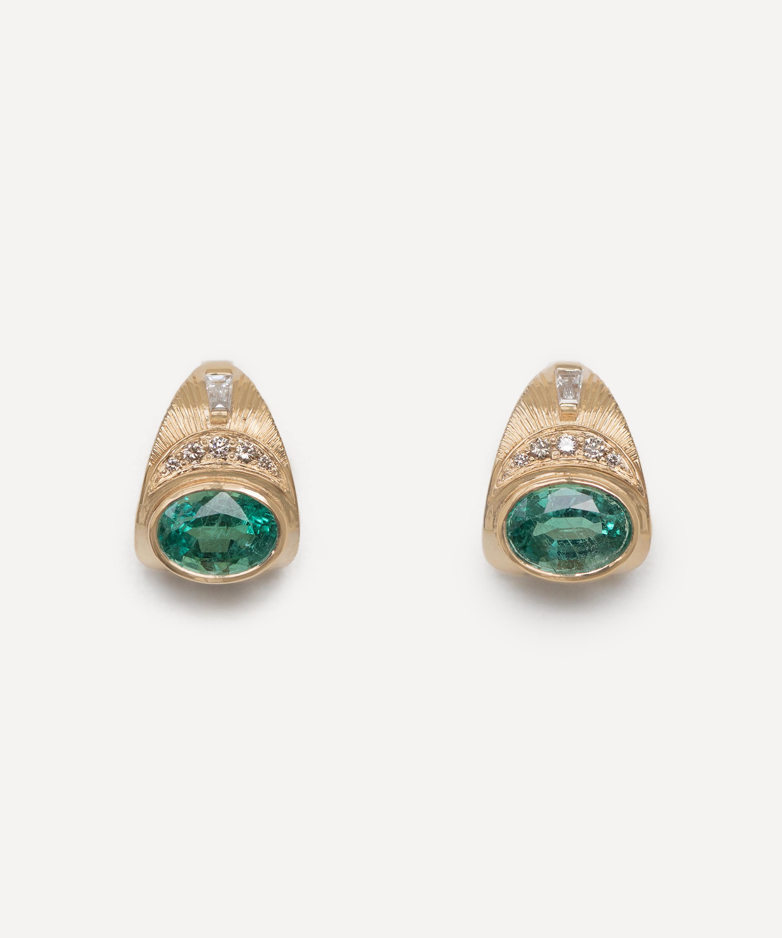Celine Daoust - 14ct Gold Emerald and Diamond Earrings