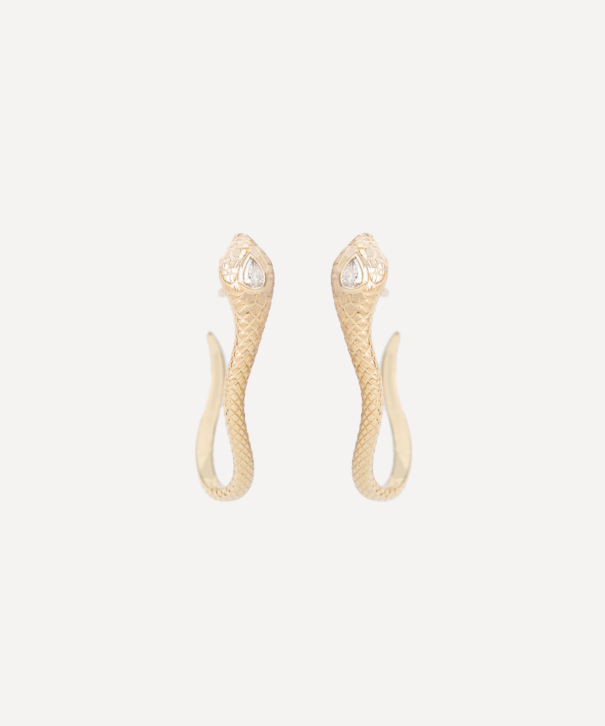 Celine Daoust - 14ct Gold Diamond Snake Stud Earrings
